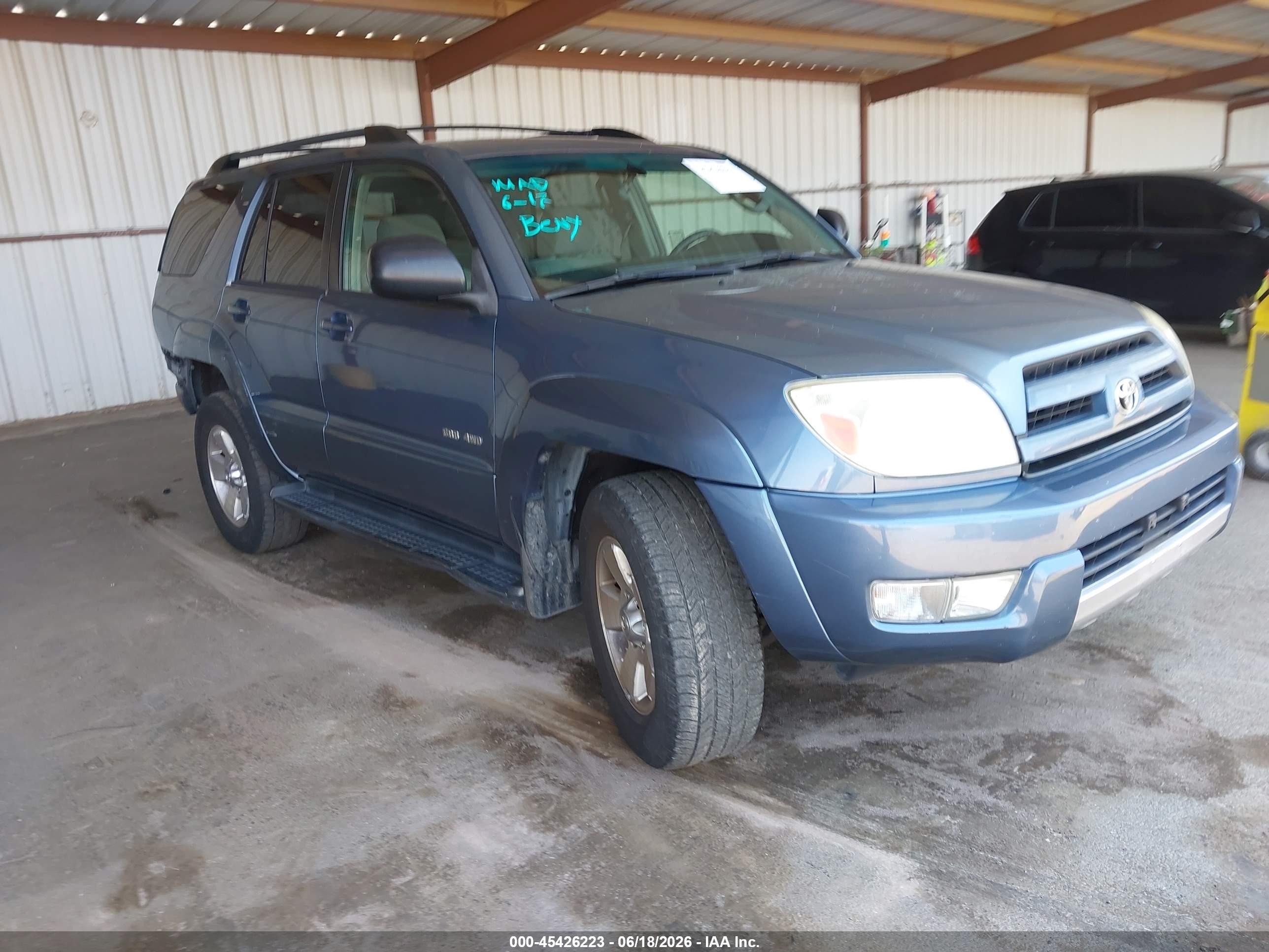 2004 Toyota 4runner Sr5 V6 Light Blue vin: JTEBU14R840045328