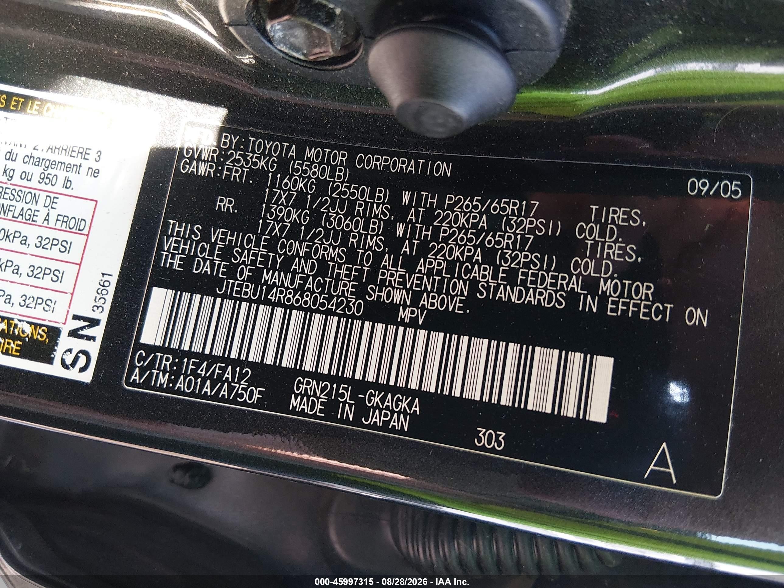 2006 Toyota 4runner Sr5 V6 Черный vin: JTEBU14R868054230