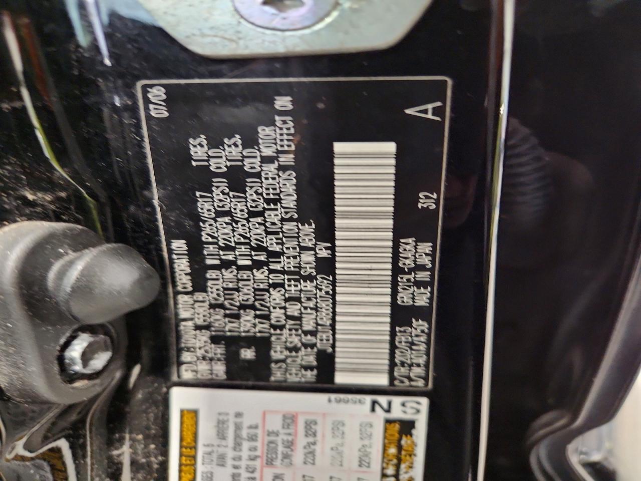 2006 Toyota 4runner Sport Edition Черный vin: JTEBU14R868075692