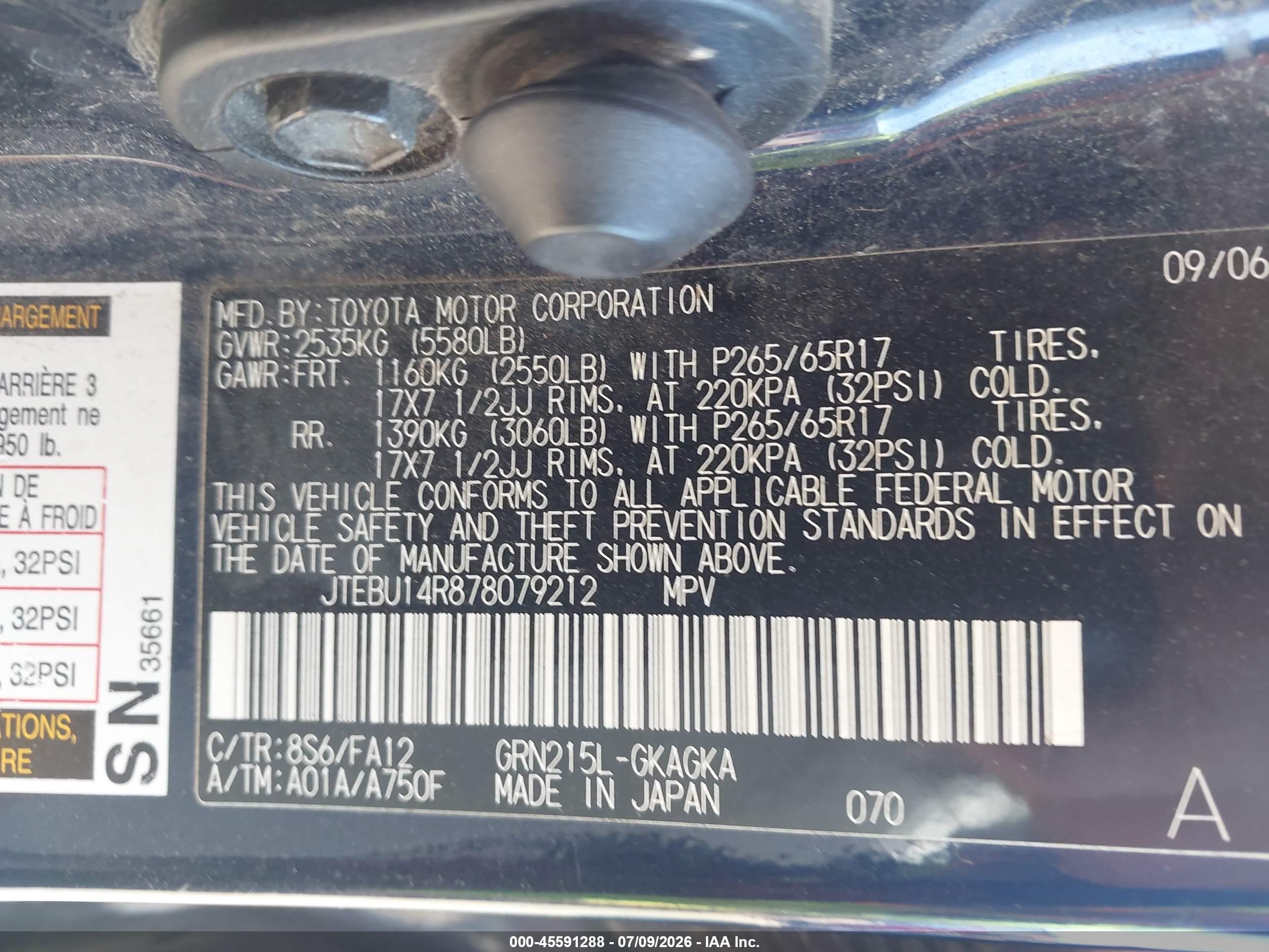 2007 Toyota 4runner Sr5 Dark Blue vin: JTEBU14R878079212