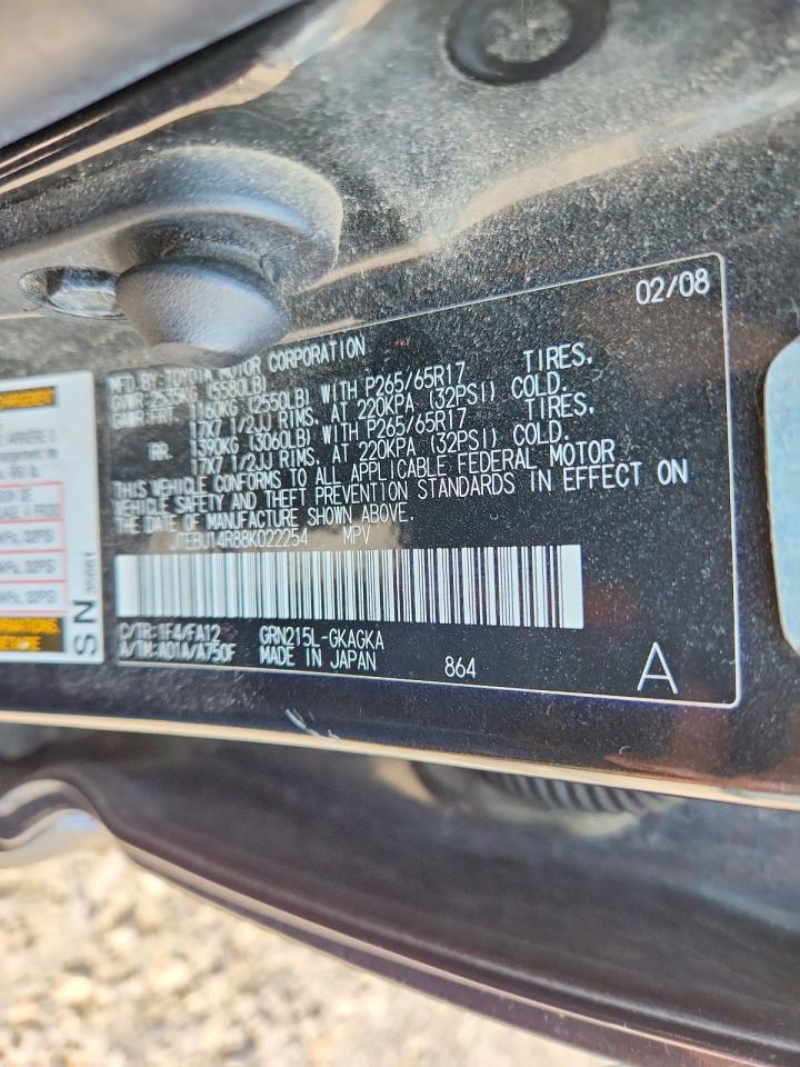 2008 Toyota 4runner Sr5 Gray vin: JTEBU14R88K022254