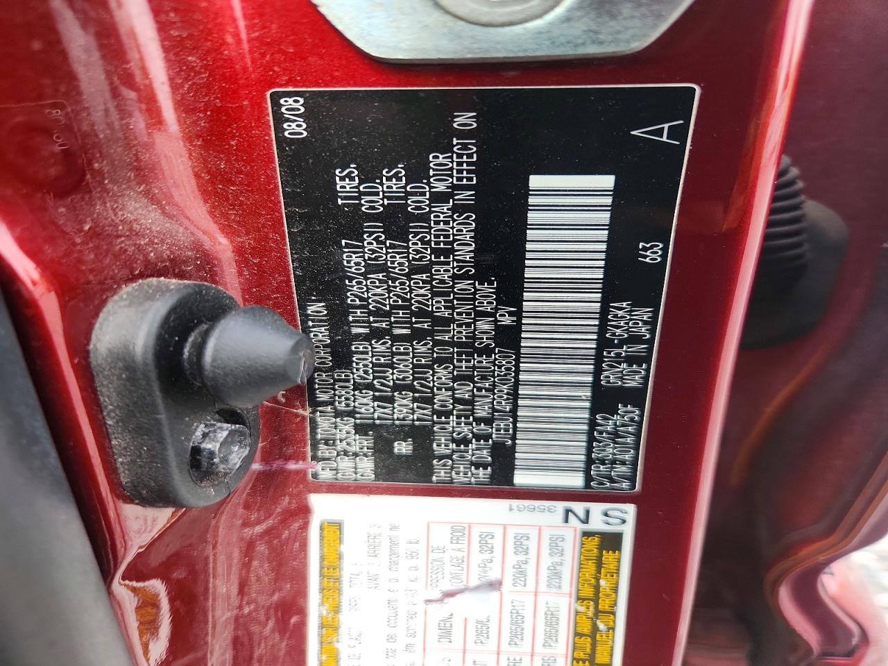 2009 Toyota 4runner Sr5 Red vin: JTEBU14R99K035807