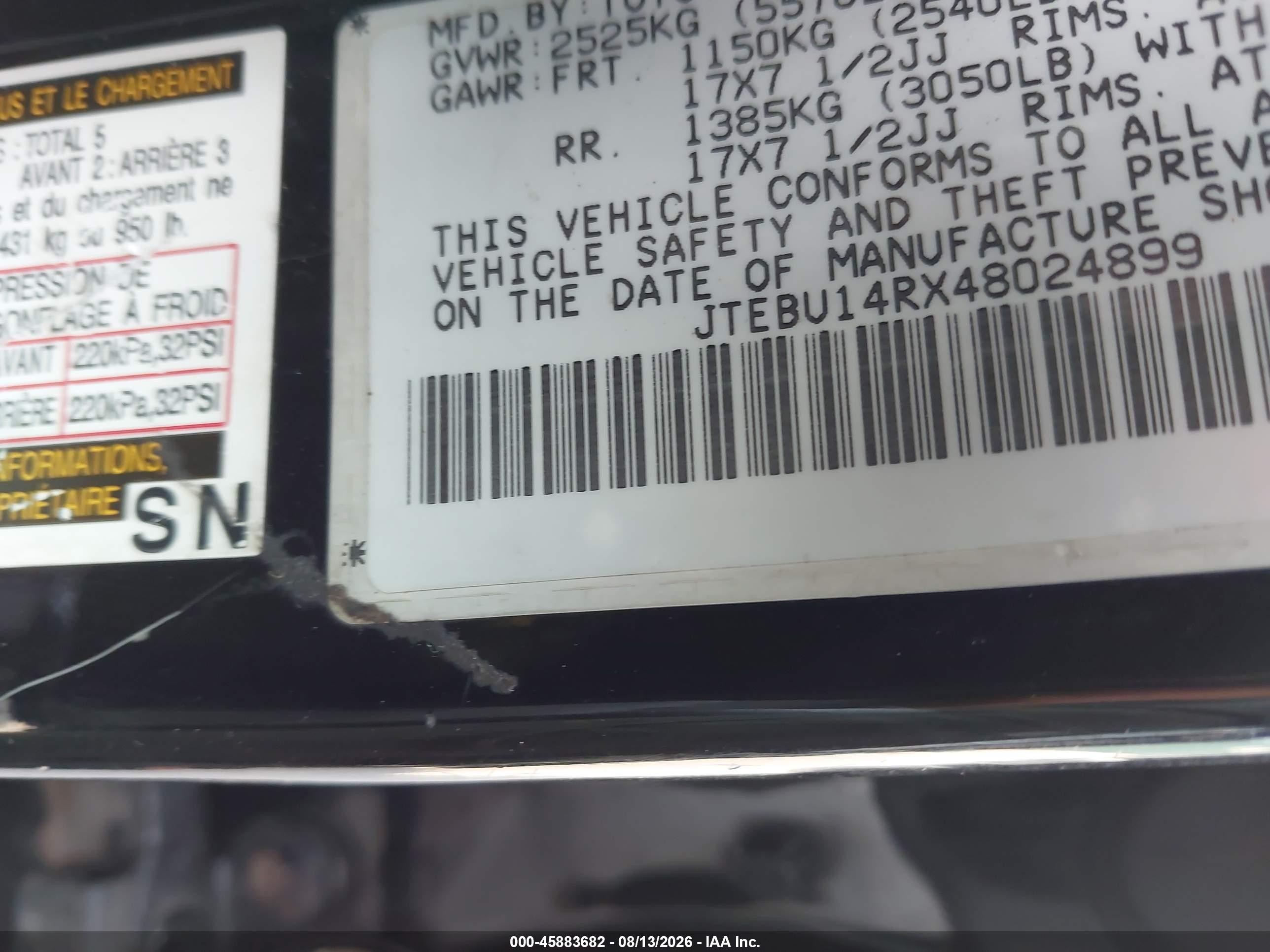 2004 Toyota 4runner Sr5 V6 Black vin: JTEBU14RX48024899