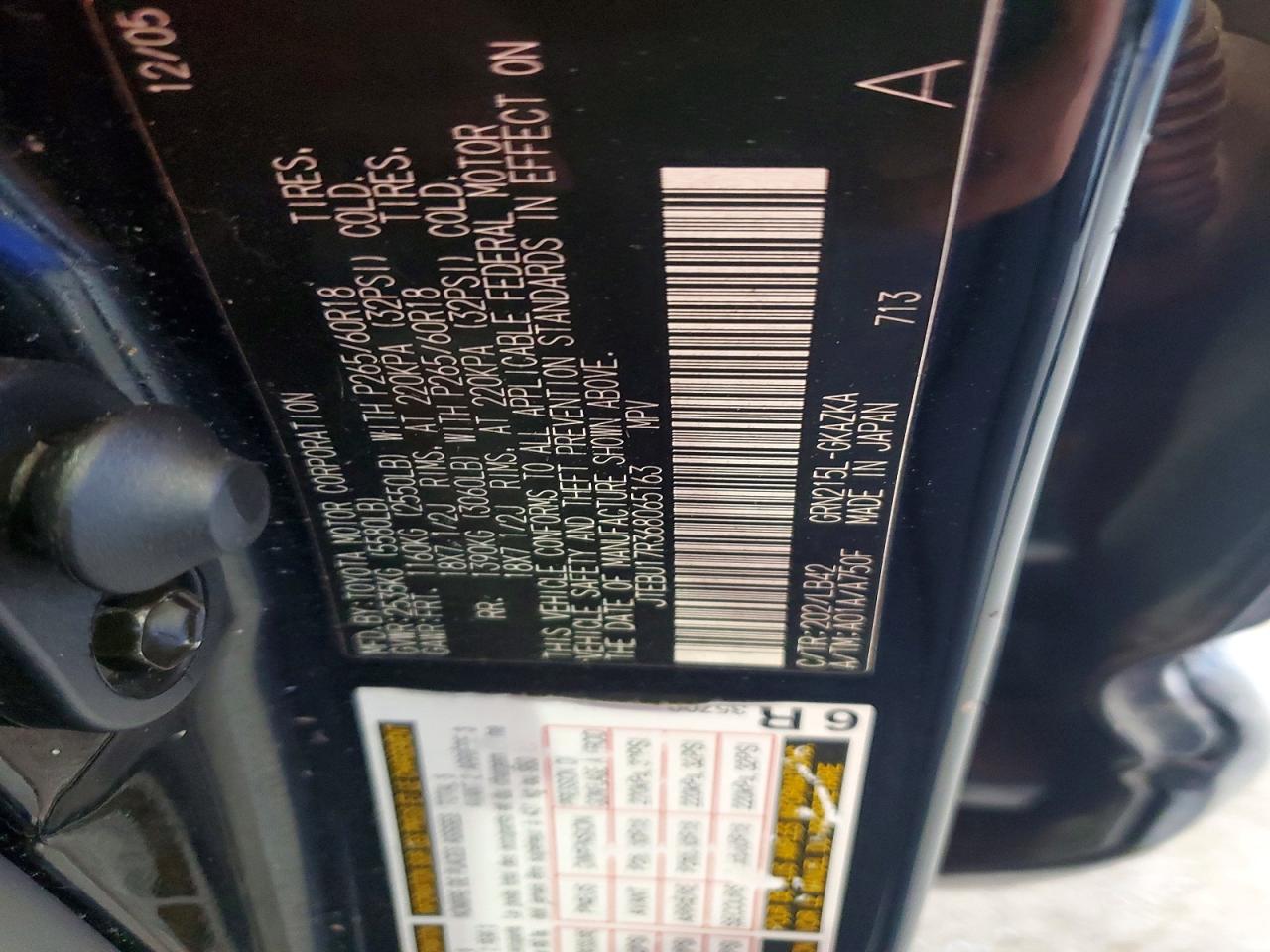 2006 Toyota 4runner Limited Black vin: JTEBU17R368065163