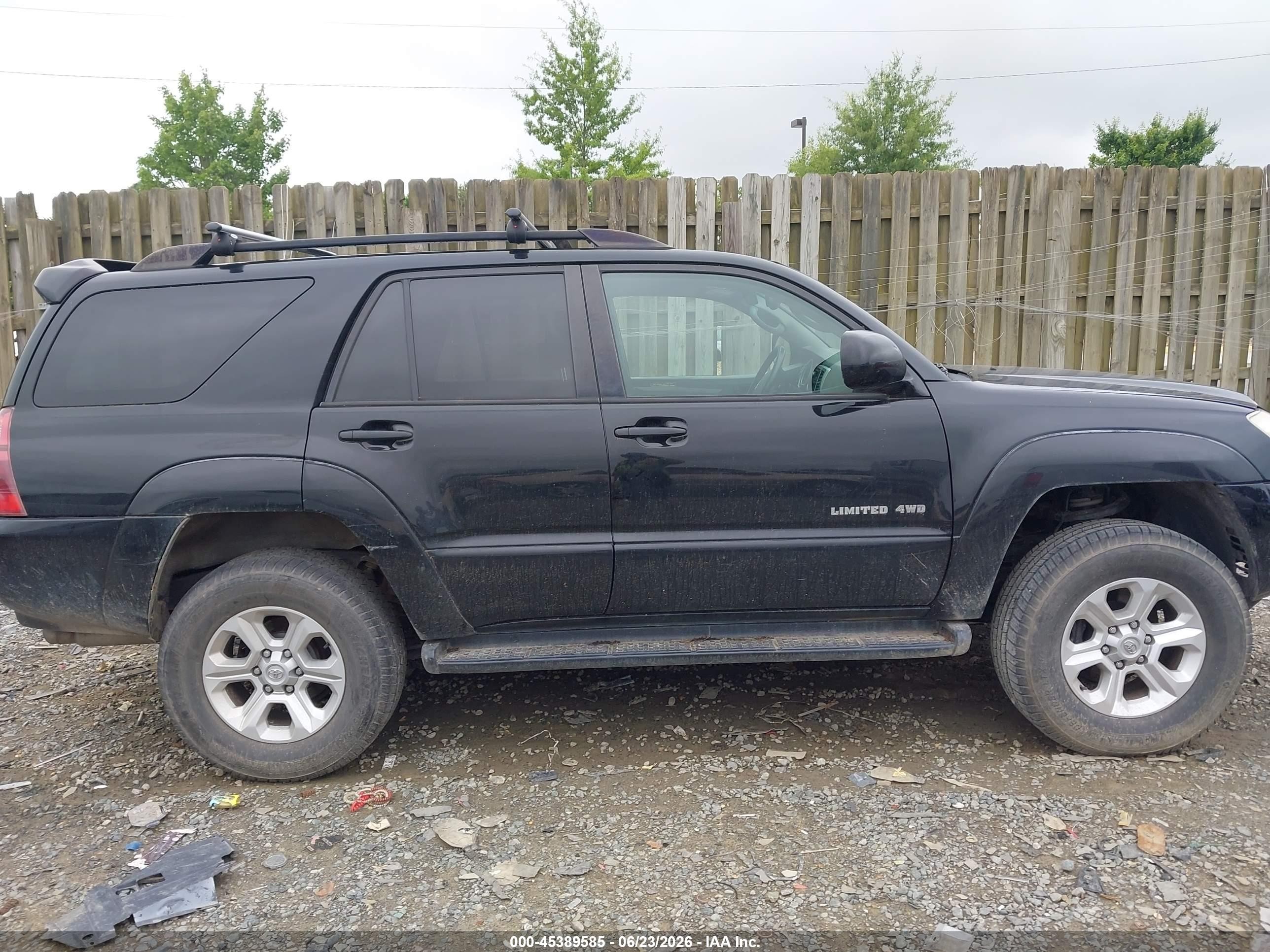 2005 Toyota 4runner Limited V6 Black vin: JTEBU17R458035202