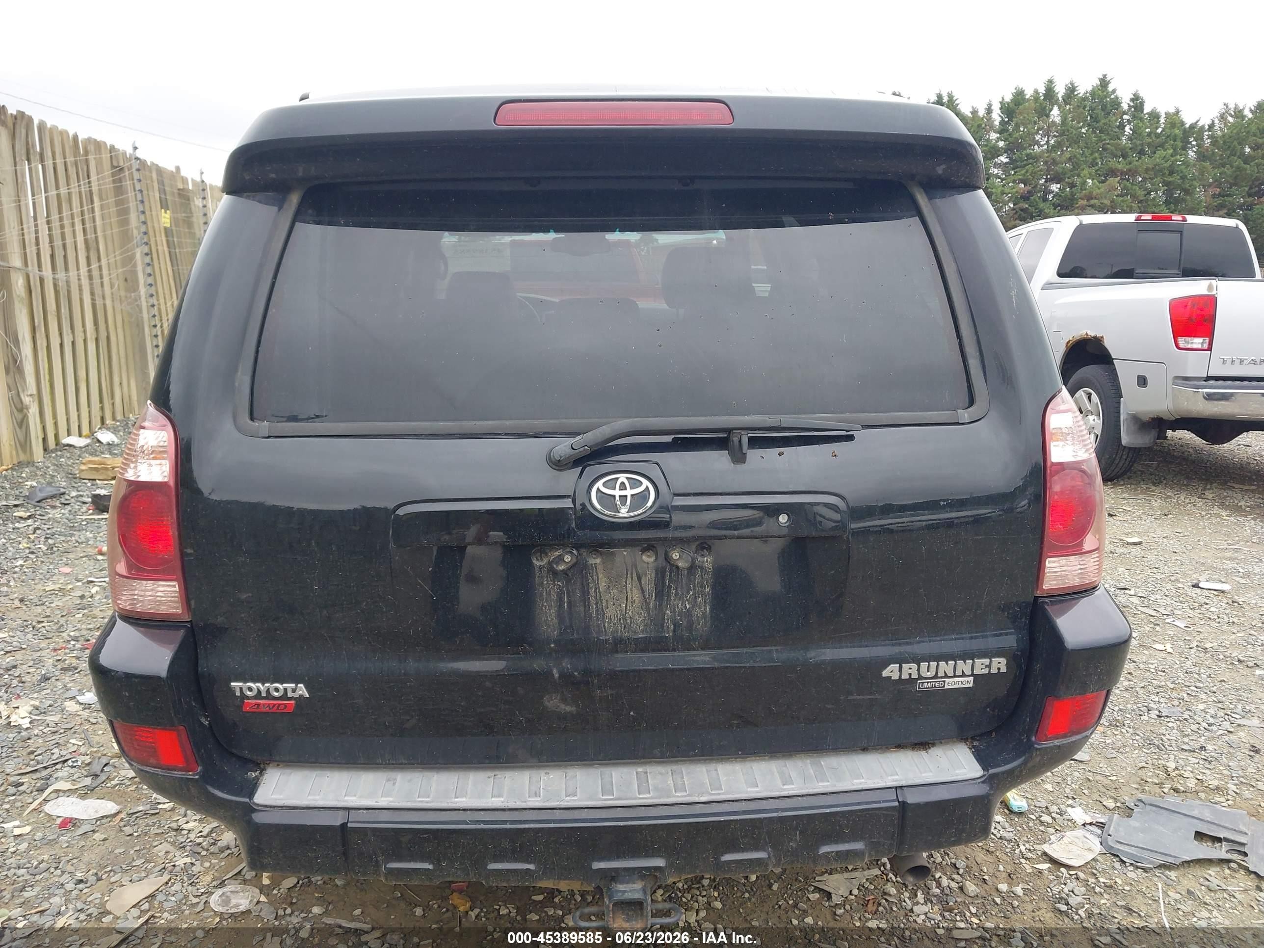 2005 Toyota 4runner Limited V6 Black vin: JTEBU17R458035202