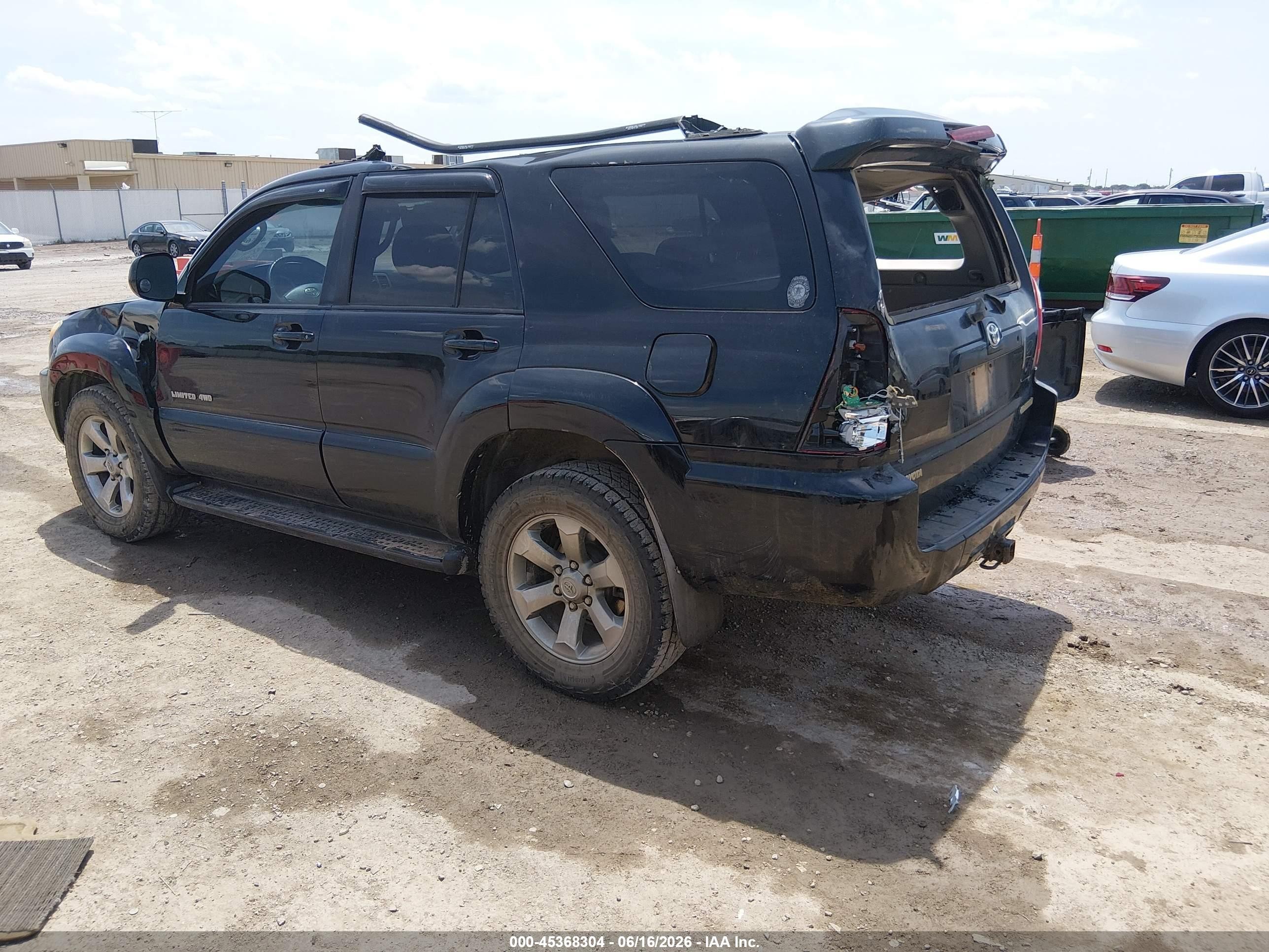 2008 Toyota 4runner Limited V6 Black vin: JTEBU17R58K032980