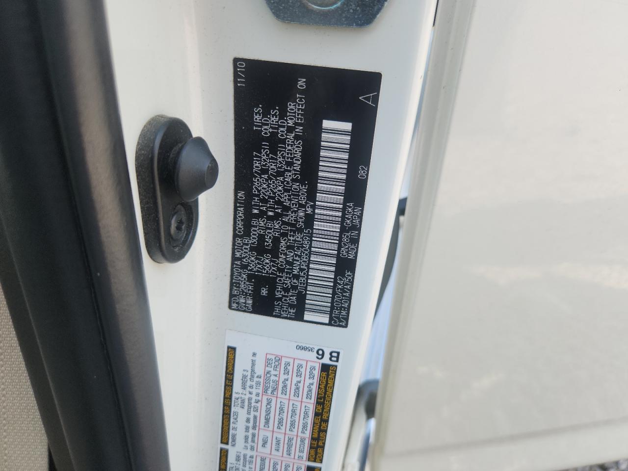 2011 Toyota 4runner Sr5 White vin: JTEBU5JR0B5048915