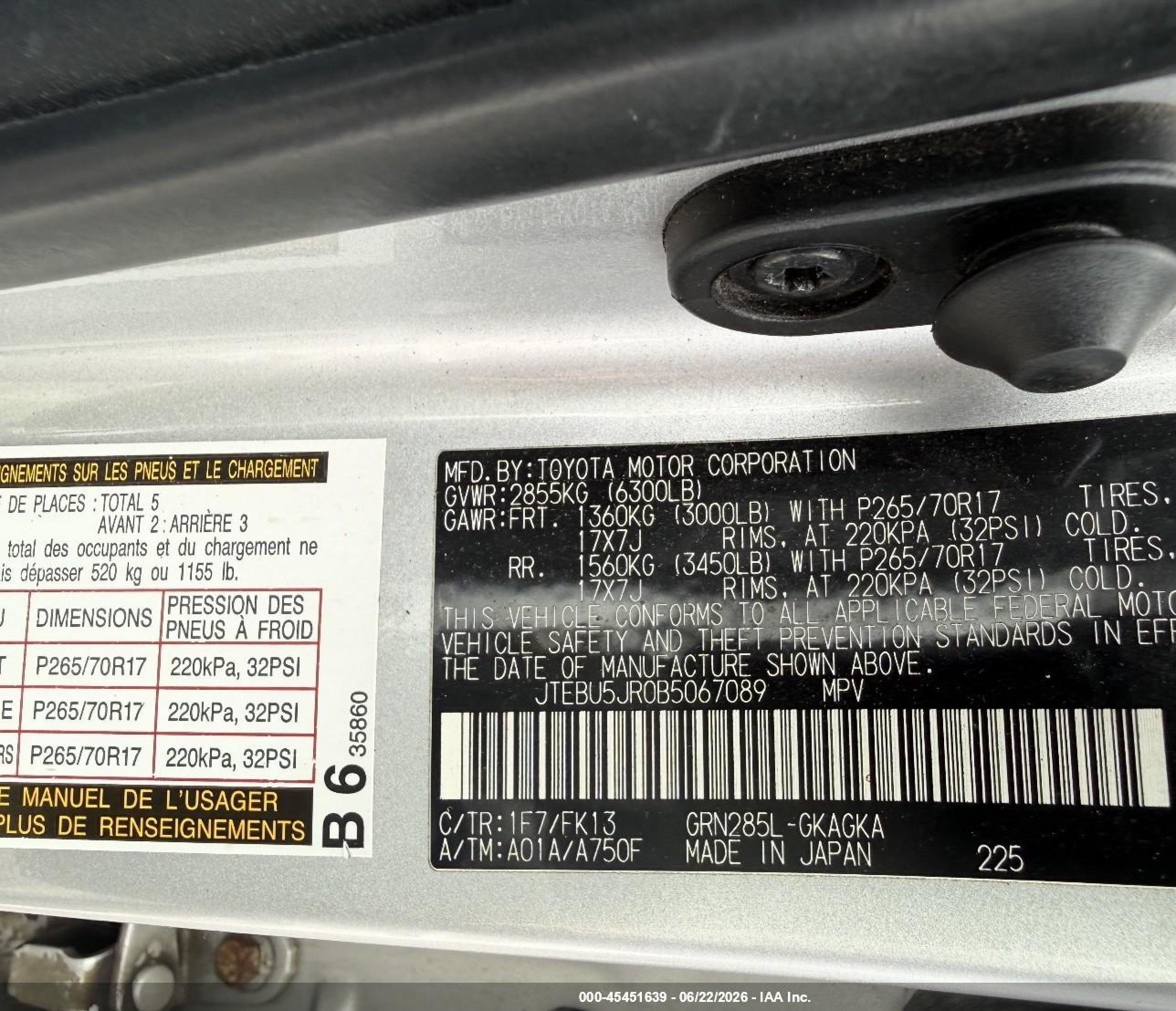 2011 Toyota 4runner Sr5 V6 vin: JTEBU5JR0B5067089