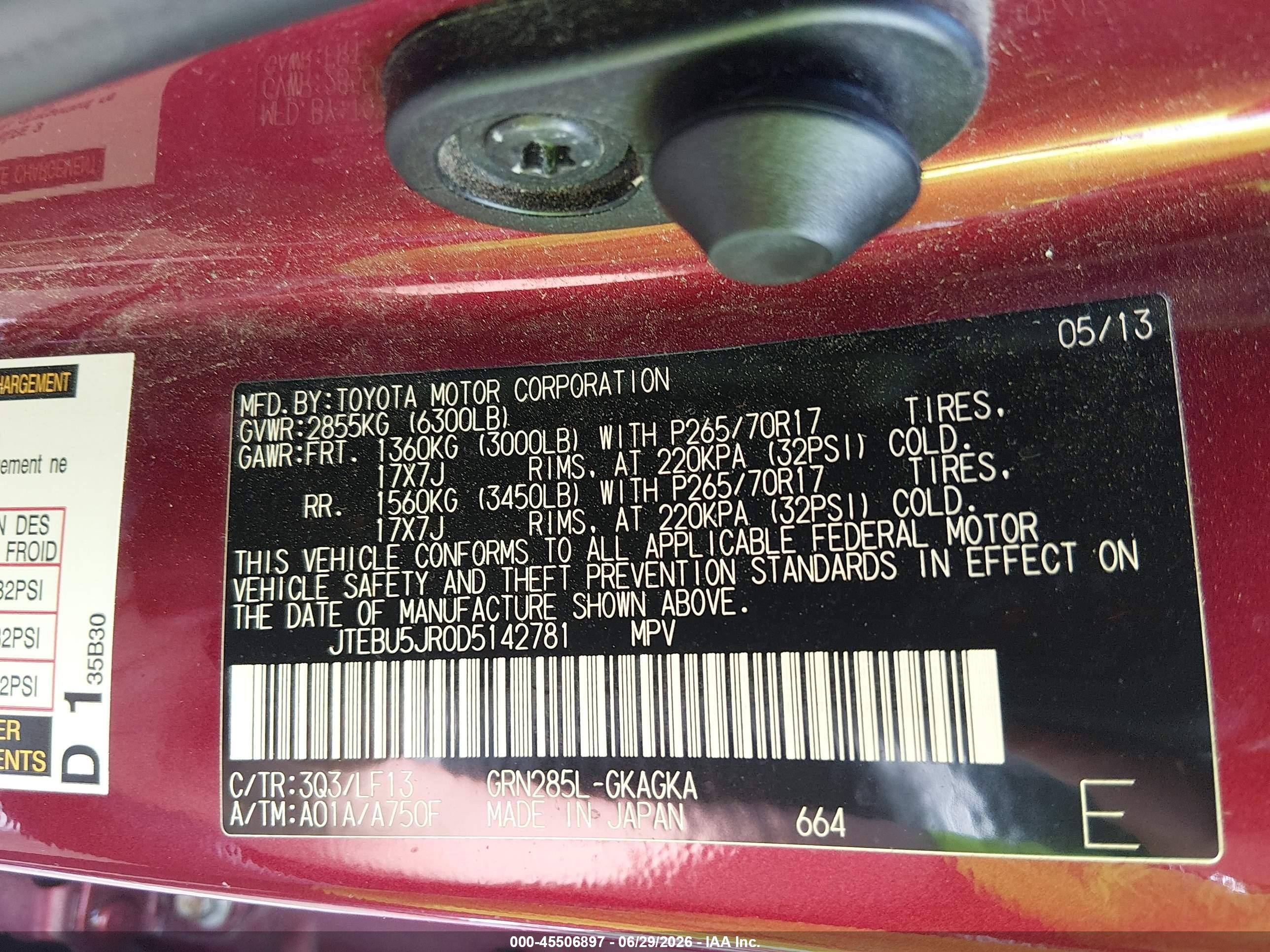 2013 Toyota 4runner Sr5 Red vin: JTEBU5JR0D5142781