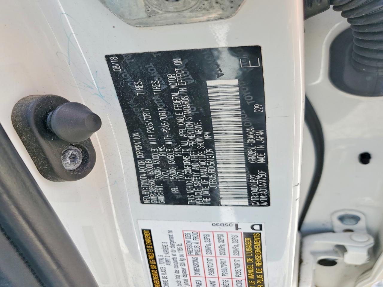 2019 Toyota 4runner Sr5 White vin: JTEBU5JR0K5612109
