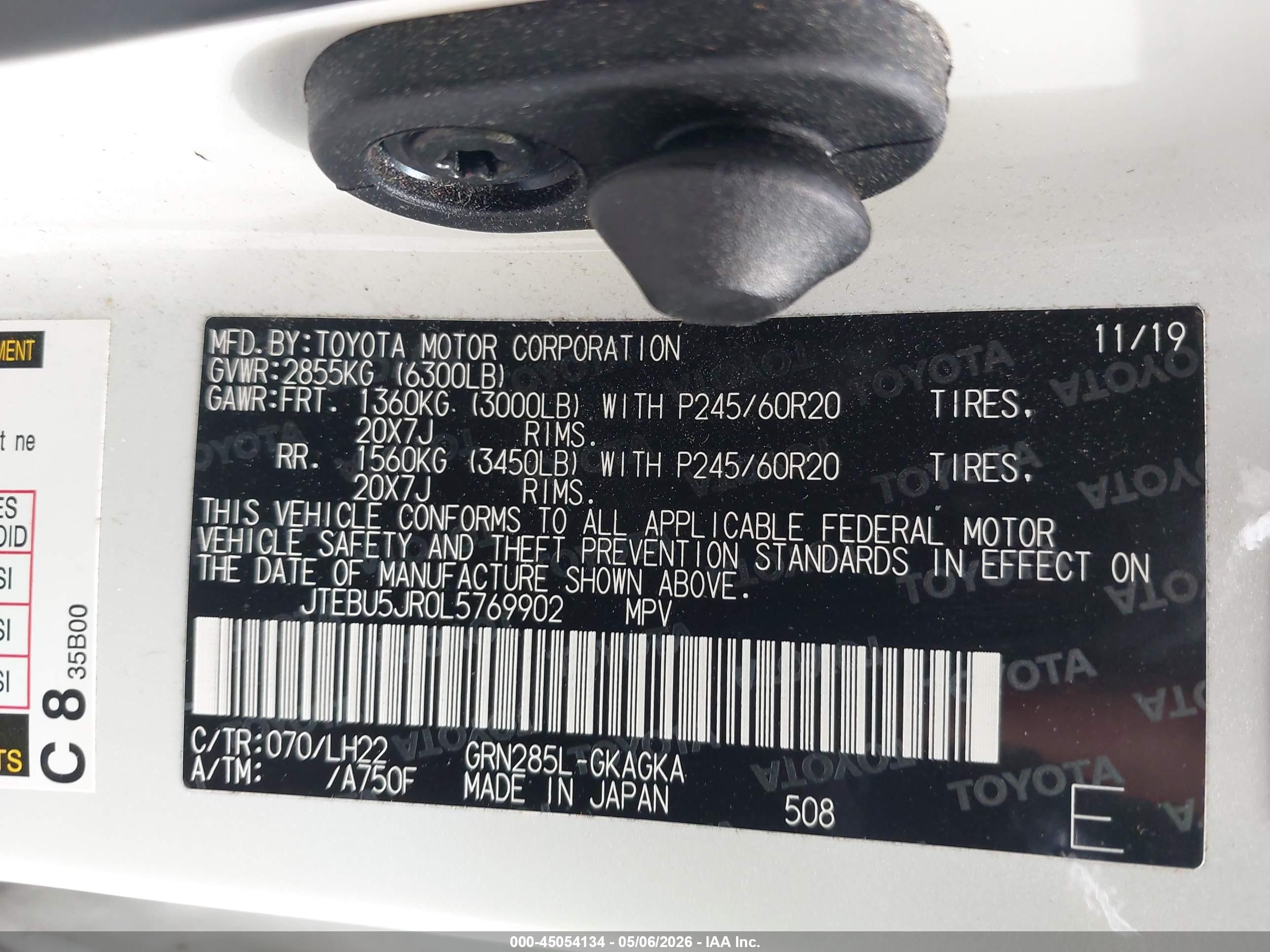2020 Toyota 4runner Nightshade Special Edition White vin: JTEBU5JR0L5769902