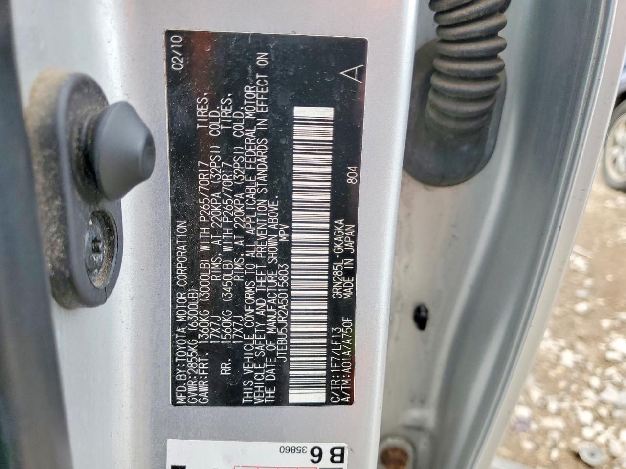 2010 Toyota 4runner Sr5 Silver vin: JTEBU5JR2A5015803
