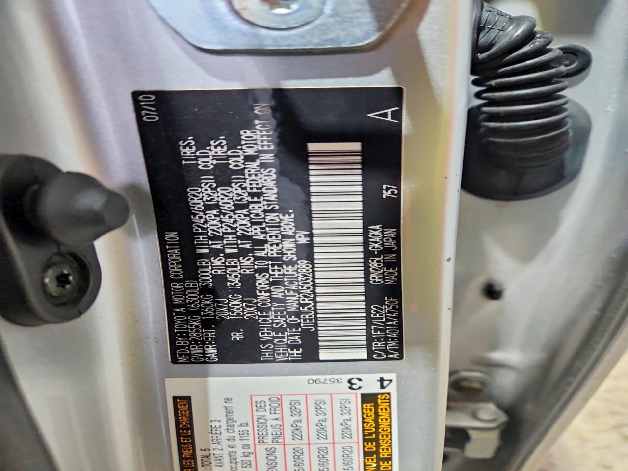 2010 Toyota 4runner Limited Silver vin: JTEBU5JR2A5032889