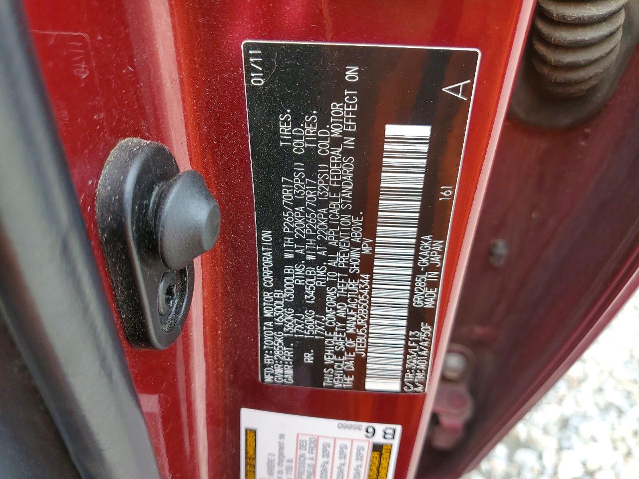 2011 Toyota 4runner Burgundy vin: JTEBU5JR2B5054344