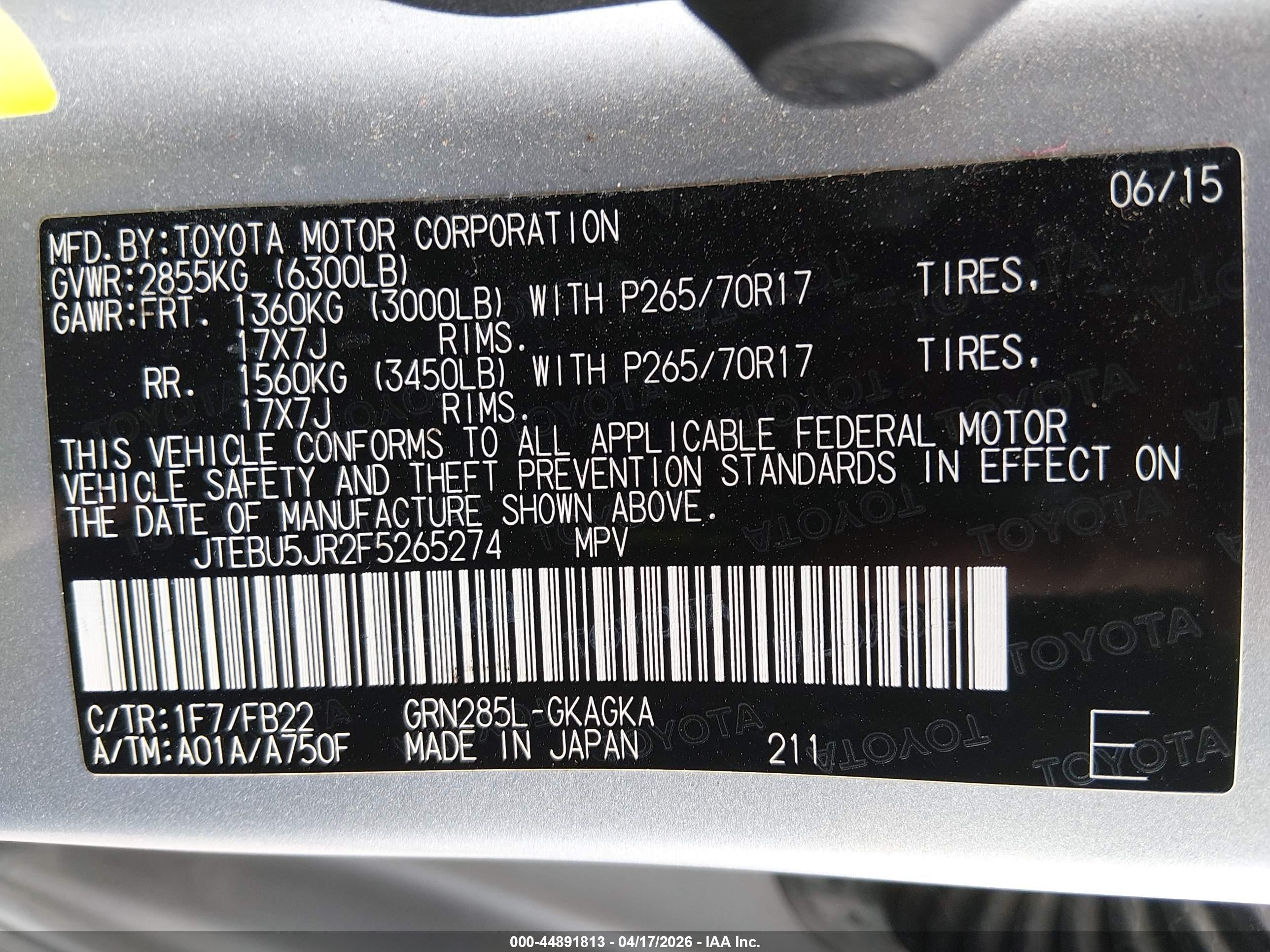 2015 Toyota 4runner Sr5 Silver vin: JTEBU5JR2F5265274