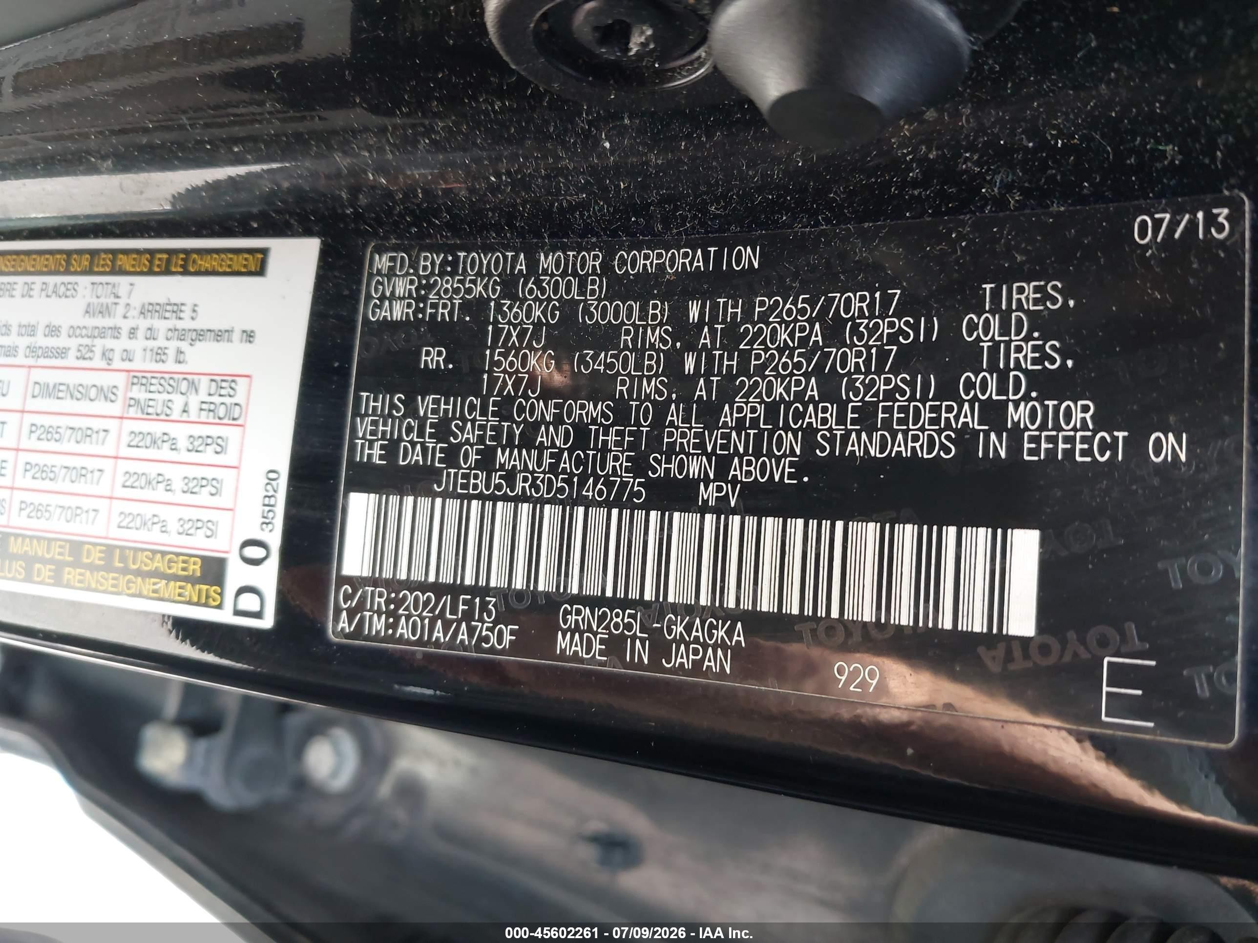 2013 Toyota 4runner Sr5 Black vin: JTEBU5JR3D5146775
