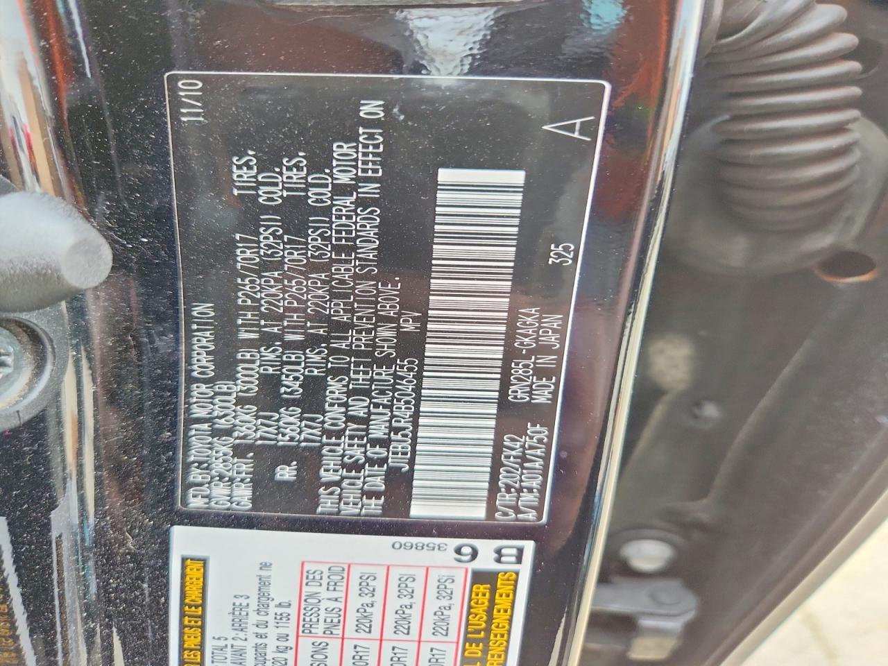 2011 Toyota 4runner Sr5 Черный vin: JTEBU5JR4B5046455