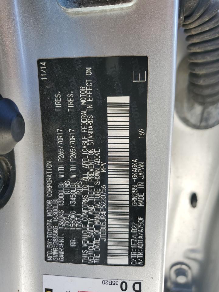 2015 Toyota 4runner Sr5/sr5 Premium Silver vin: JTEBU5JR4F5220756