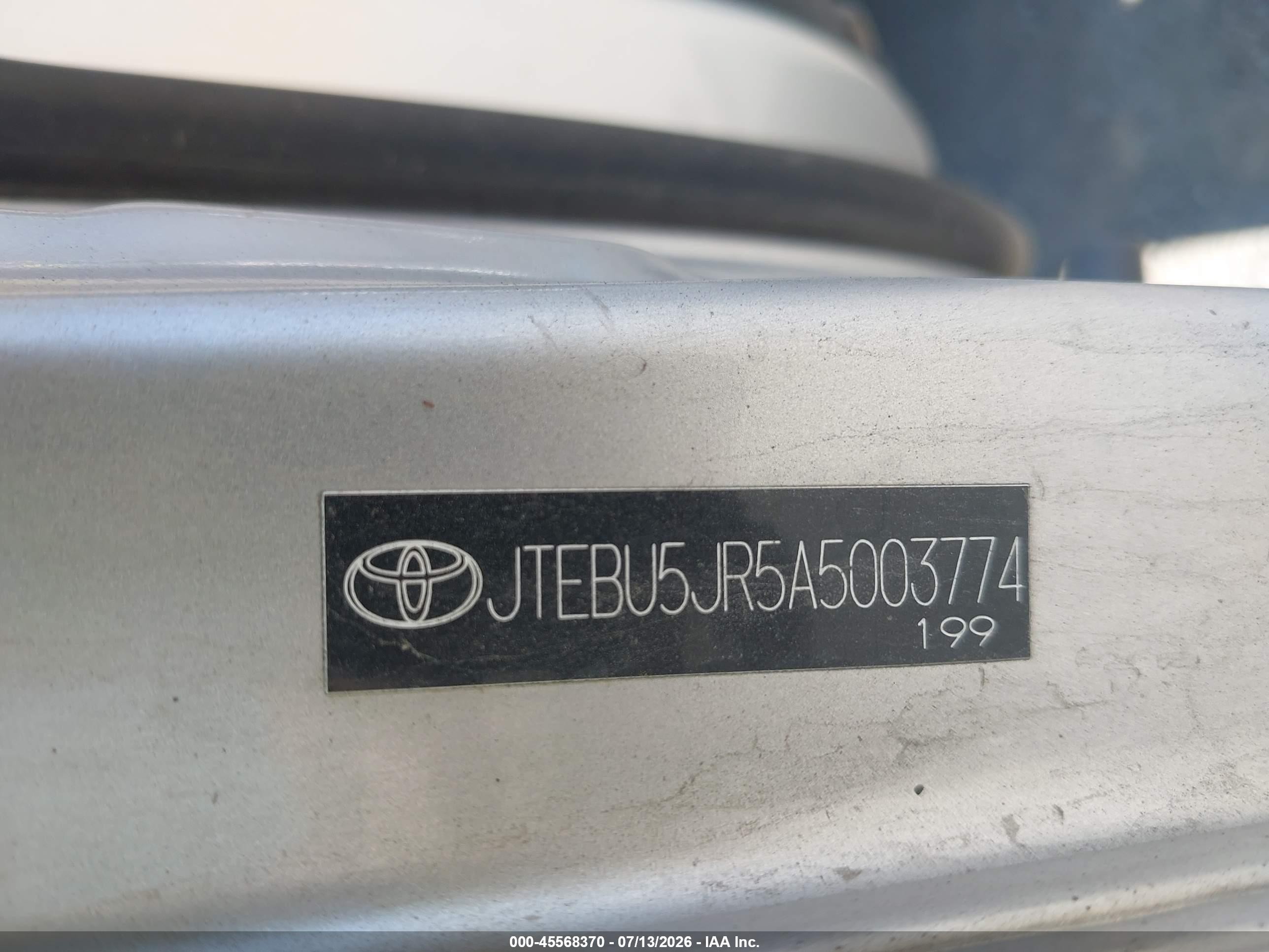 2010 Toyota 4runner Sr5 V6 Silver vin: JTEBU5JR5A5003774