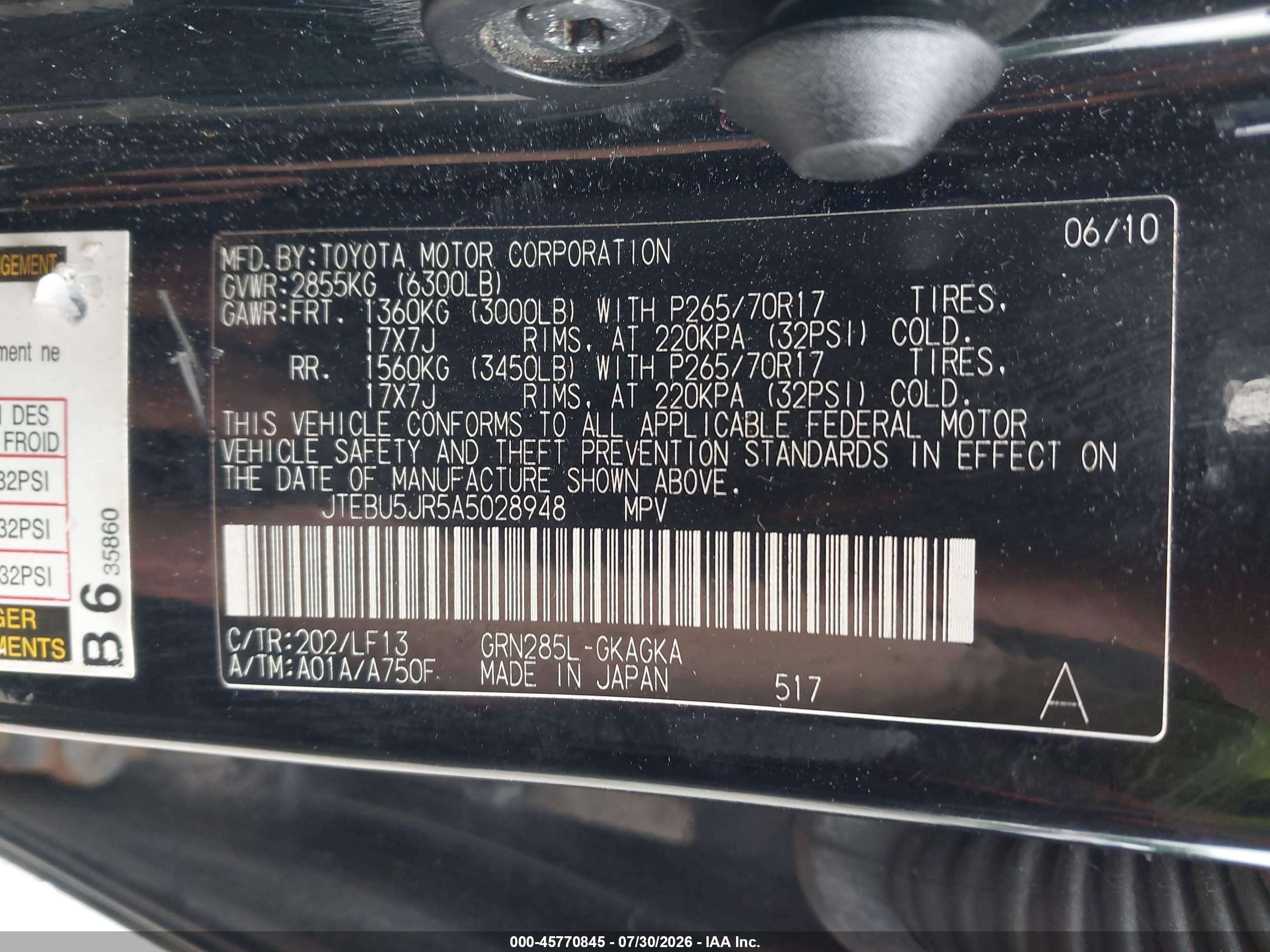 2010 Toyota 4runner Sr5 V6 Black vin: JTEBU5JR5A5028948