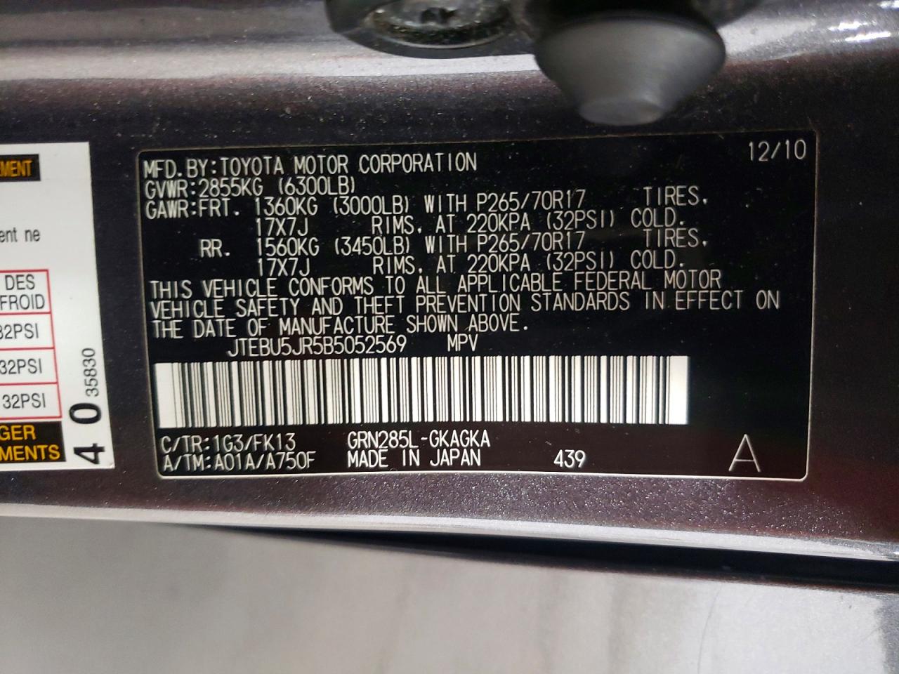 2011 Toyota 4runner Sr5 Gray vin: JTEBU5JR5B5052569