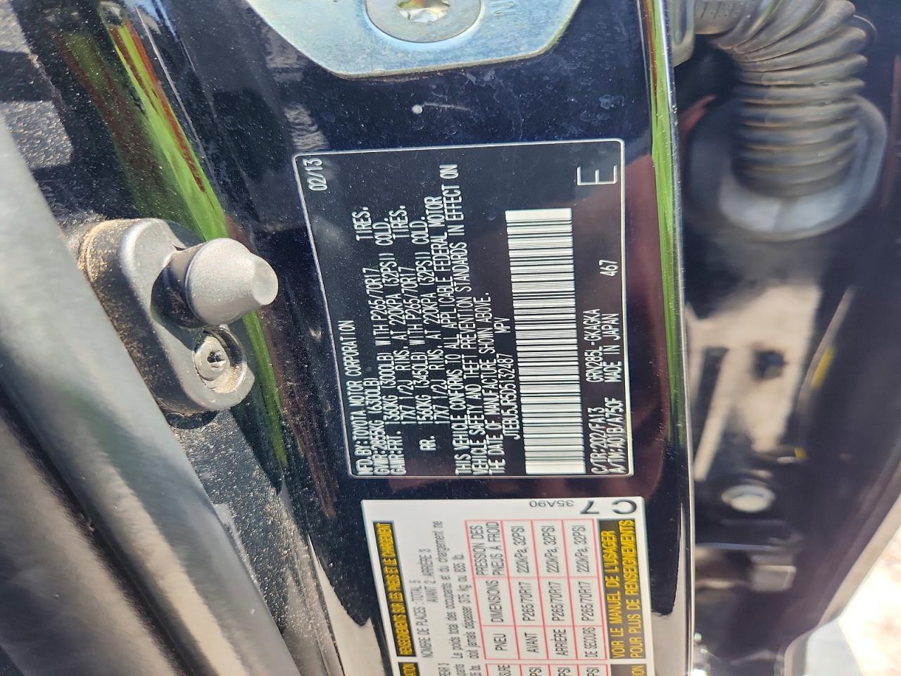 2013 Toyota 4runner Trail Черный vin: JTEBU5JR5D5132487