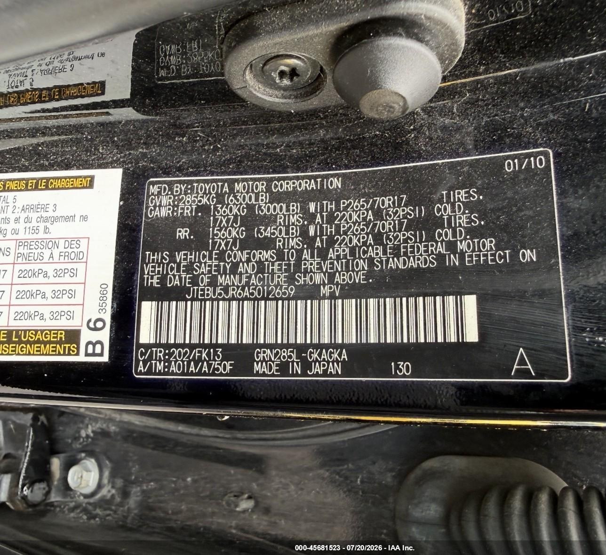 2010 Toyota 4runner Sr5 V6 Black vin: JTEBU5JR6A5012659