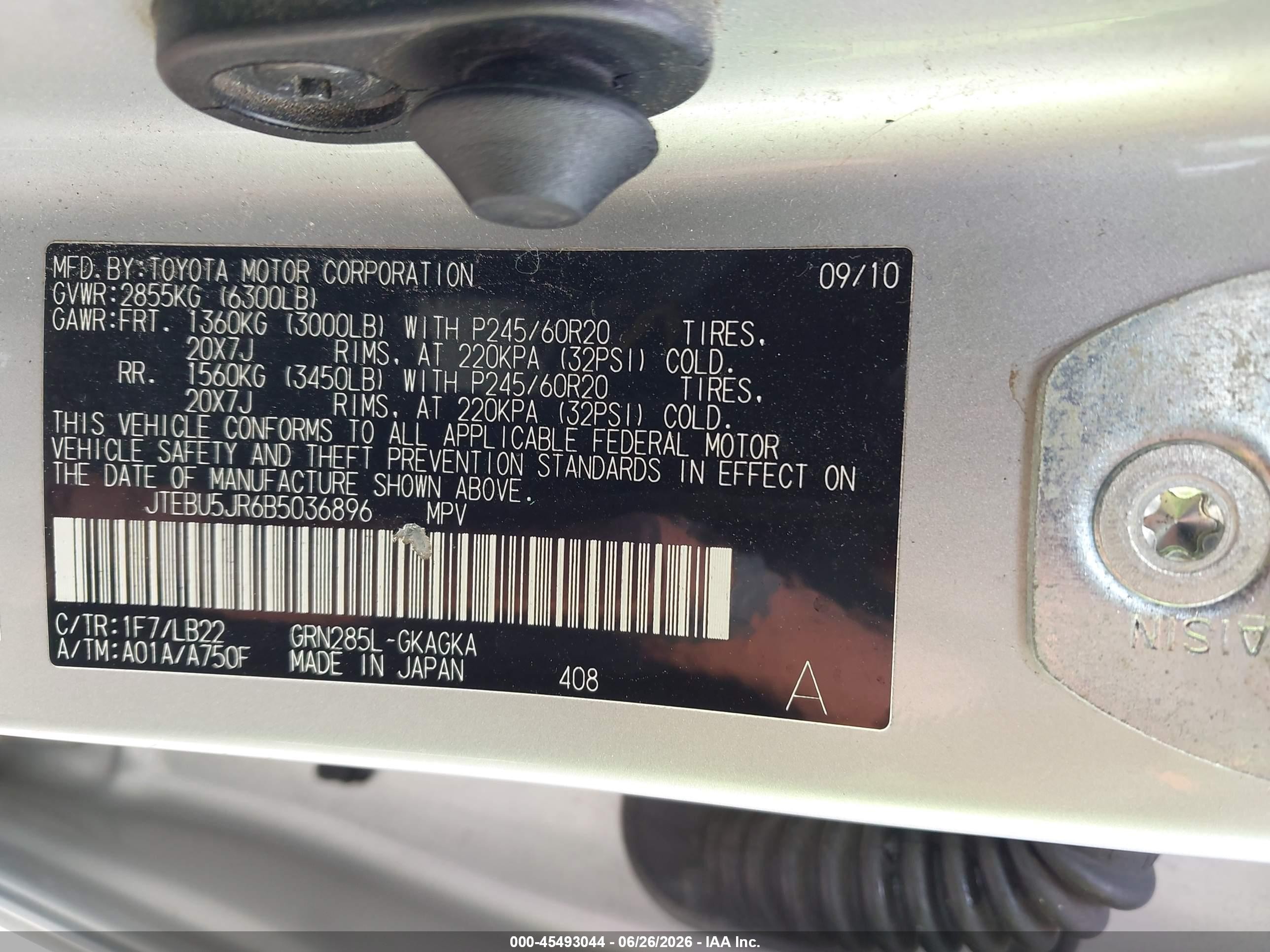 2011 Toyota 4runner Limited V6 Silver vin: JTEBU5JR6B5036896