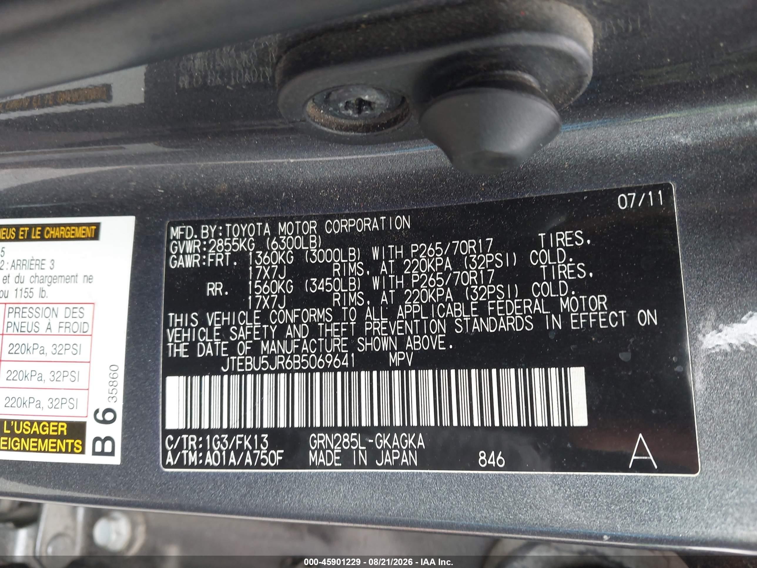 2011 Toyota 4runner Sr5 V6 Gray vin: JTEBU5JR6B5069641