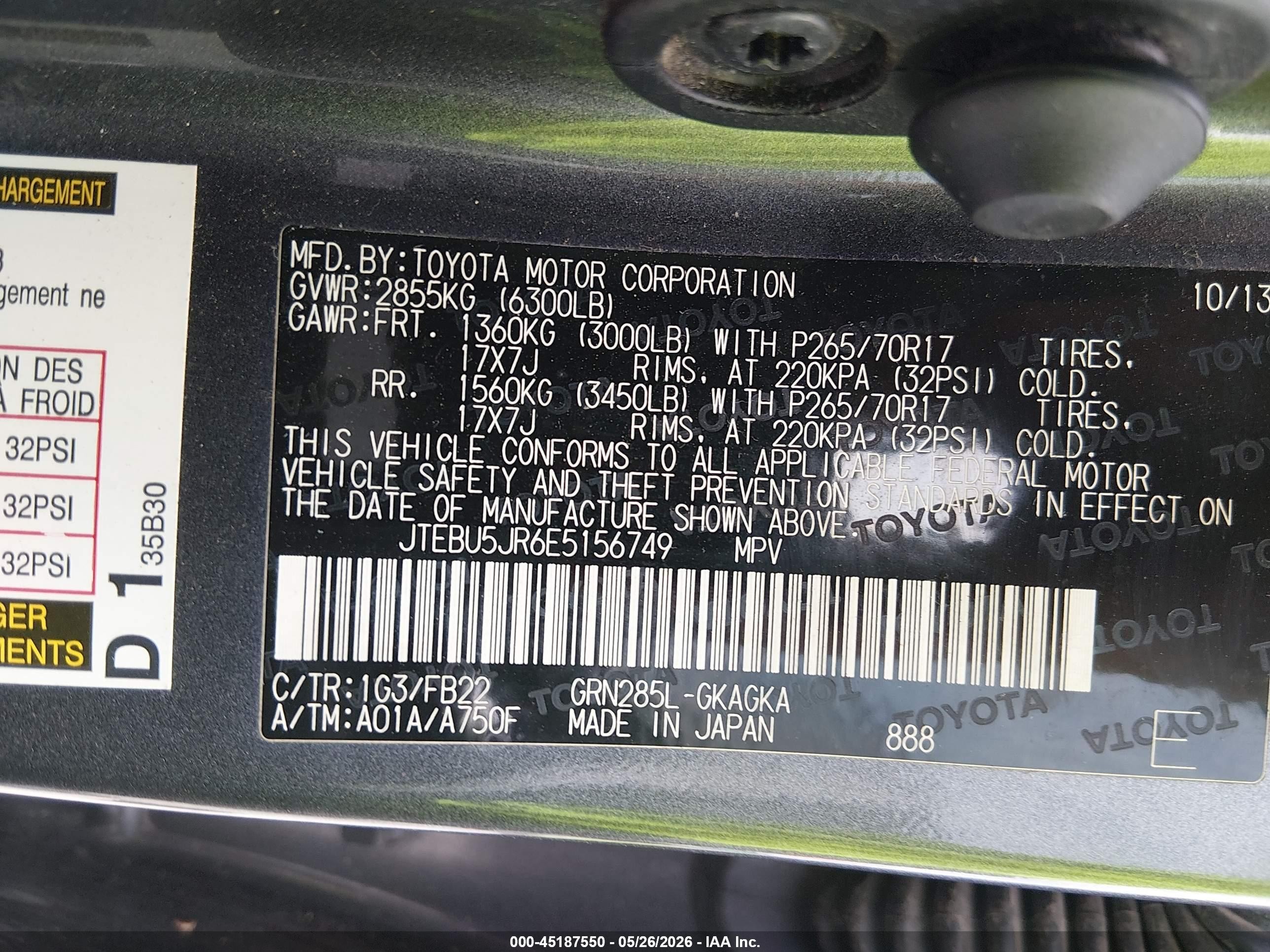2014 Toyota 4runner Sr5 Gray vin: JTEBU5JR6E5156749