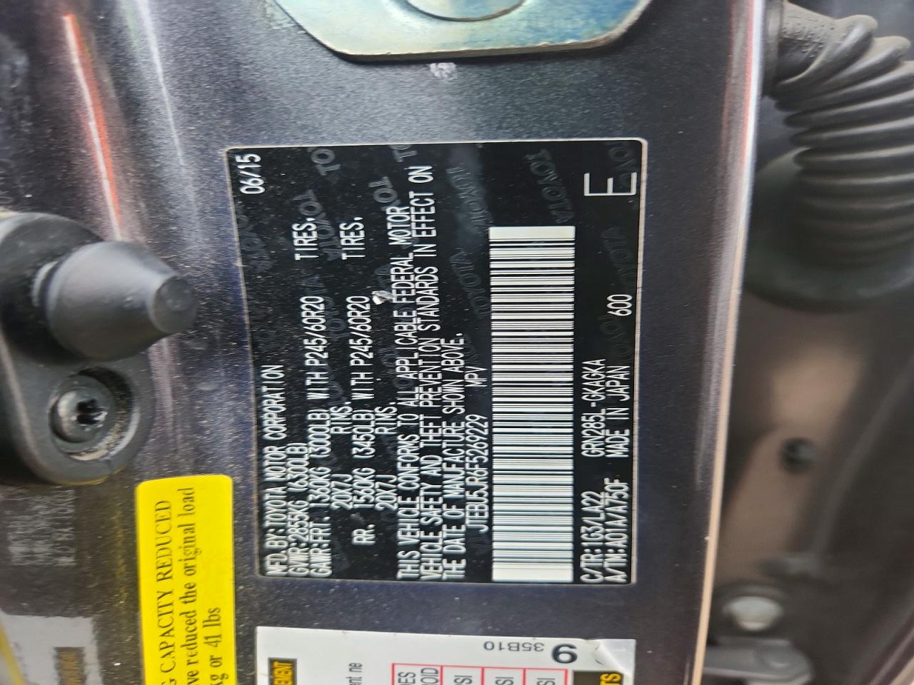 2015 Toyota 4runner Limited Gray vin: JTEBU5JR6F5269229