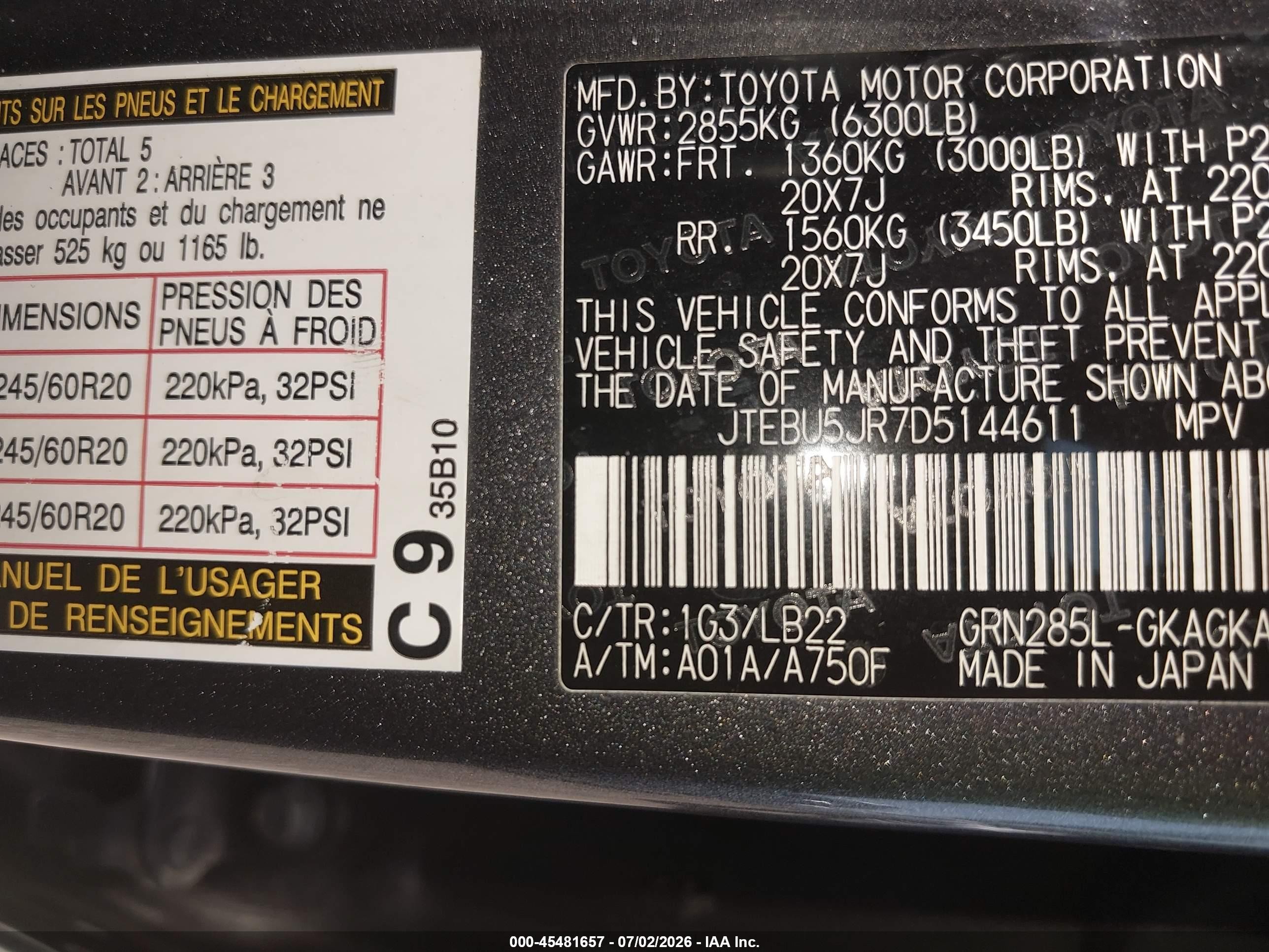 2013 Toyota 4runner Limited Black vin: JTEBU5JR7D5144611