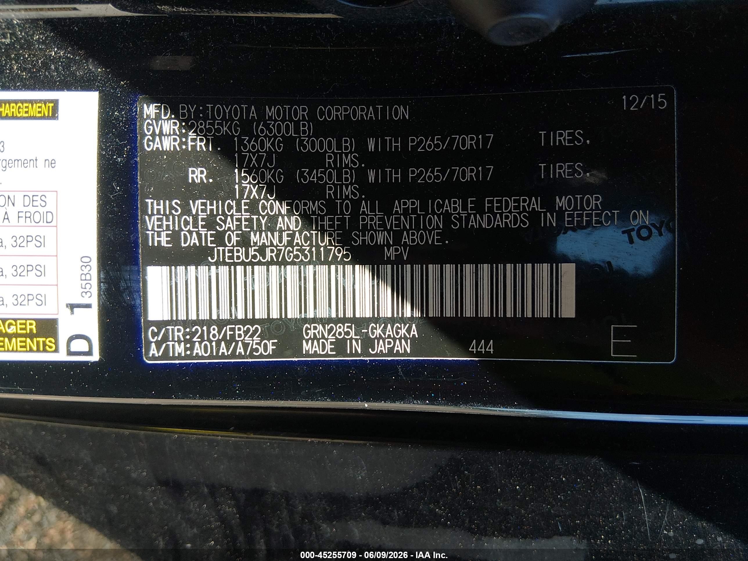 2016 Toyota 4runner Sr5 Black vin: JTEBU5JR7G5311795