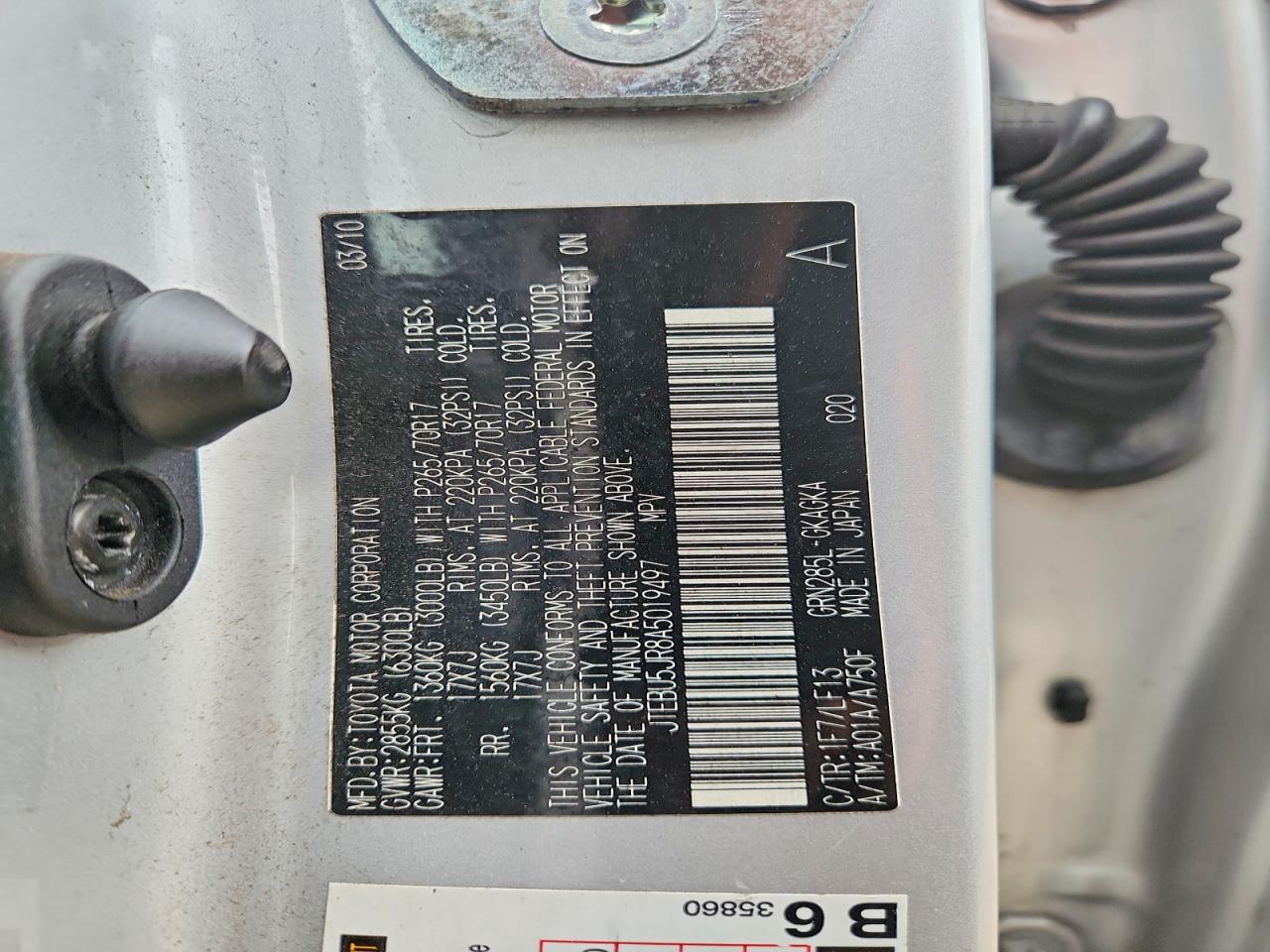 2010 Toyota 4runner Sr5 Silver vin: JTEBU5JR8A5019497
