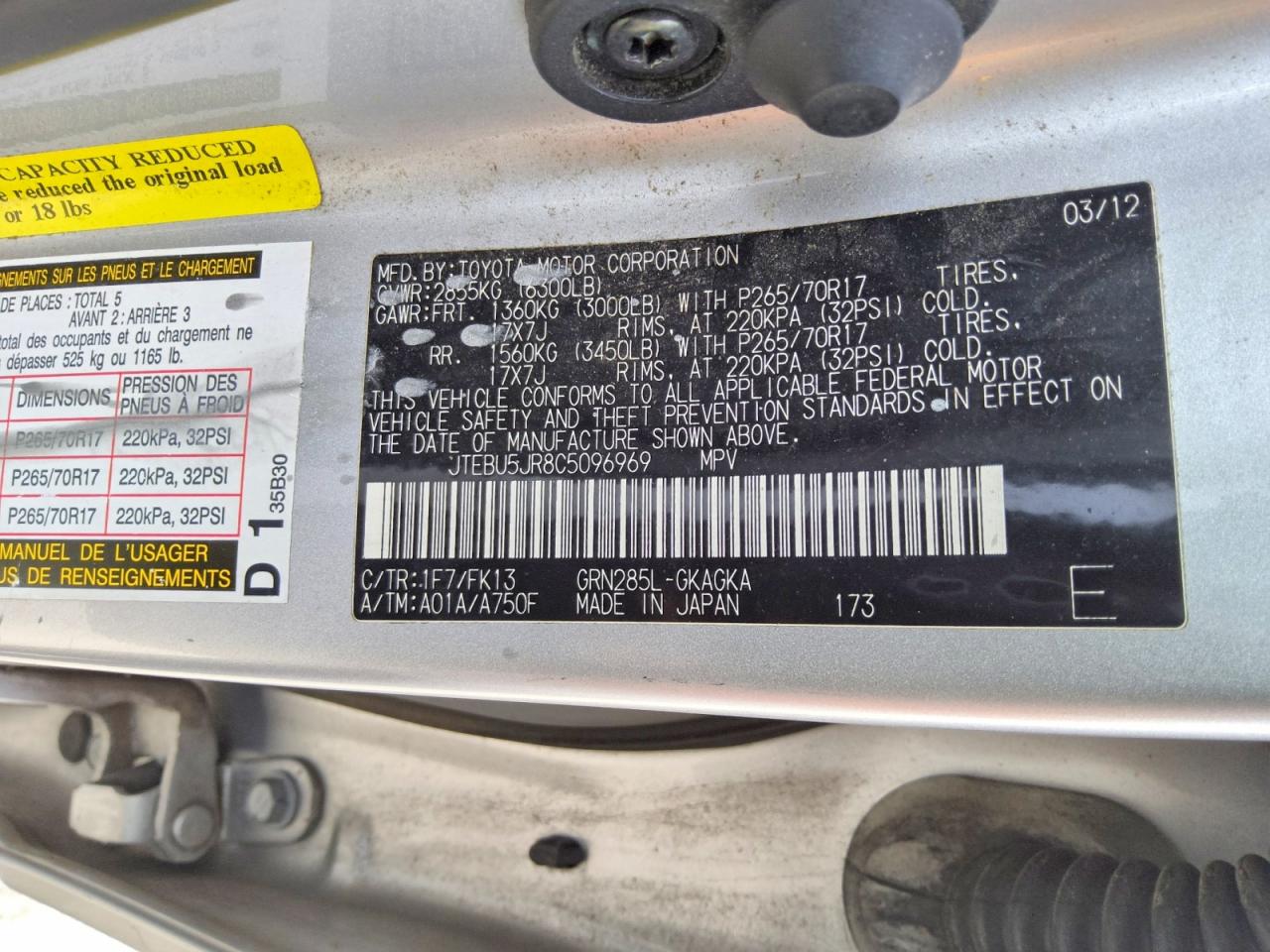 2012 Toyota 4runner Sr5 Silver vin: JTEBU5JR8C5096969