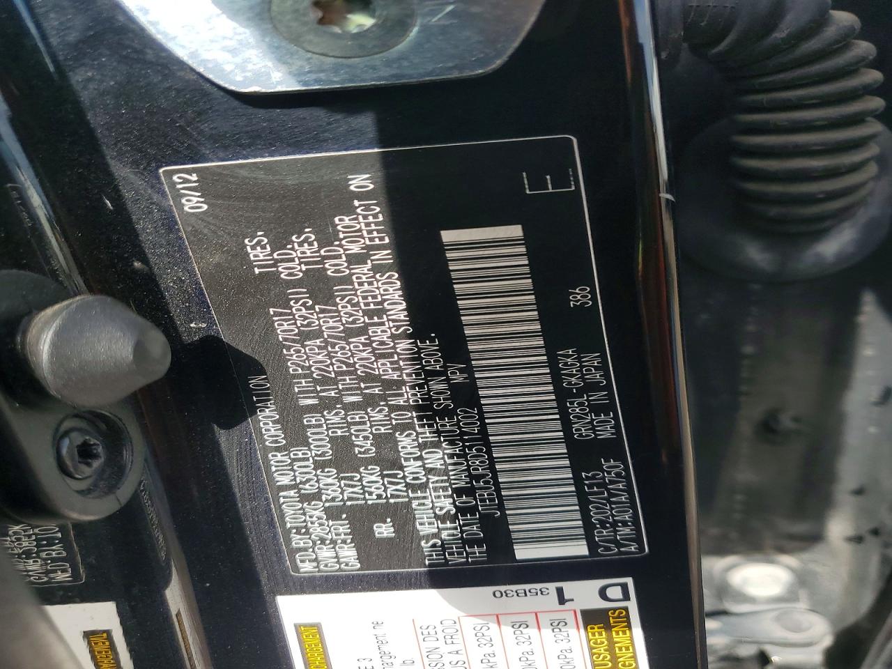 2013 Toyota 4runner Sr5 Black vin: JTEBU5JR8D5114002