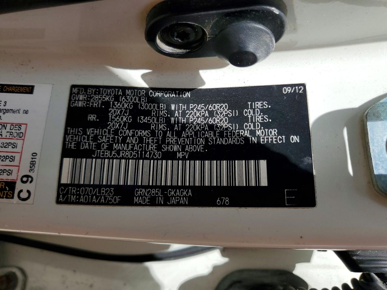 2013 Toyota 4runner Limited White vin: JTEBU5JR8D5114730