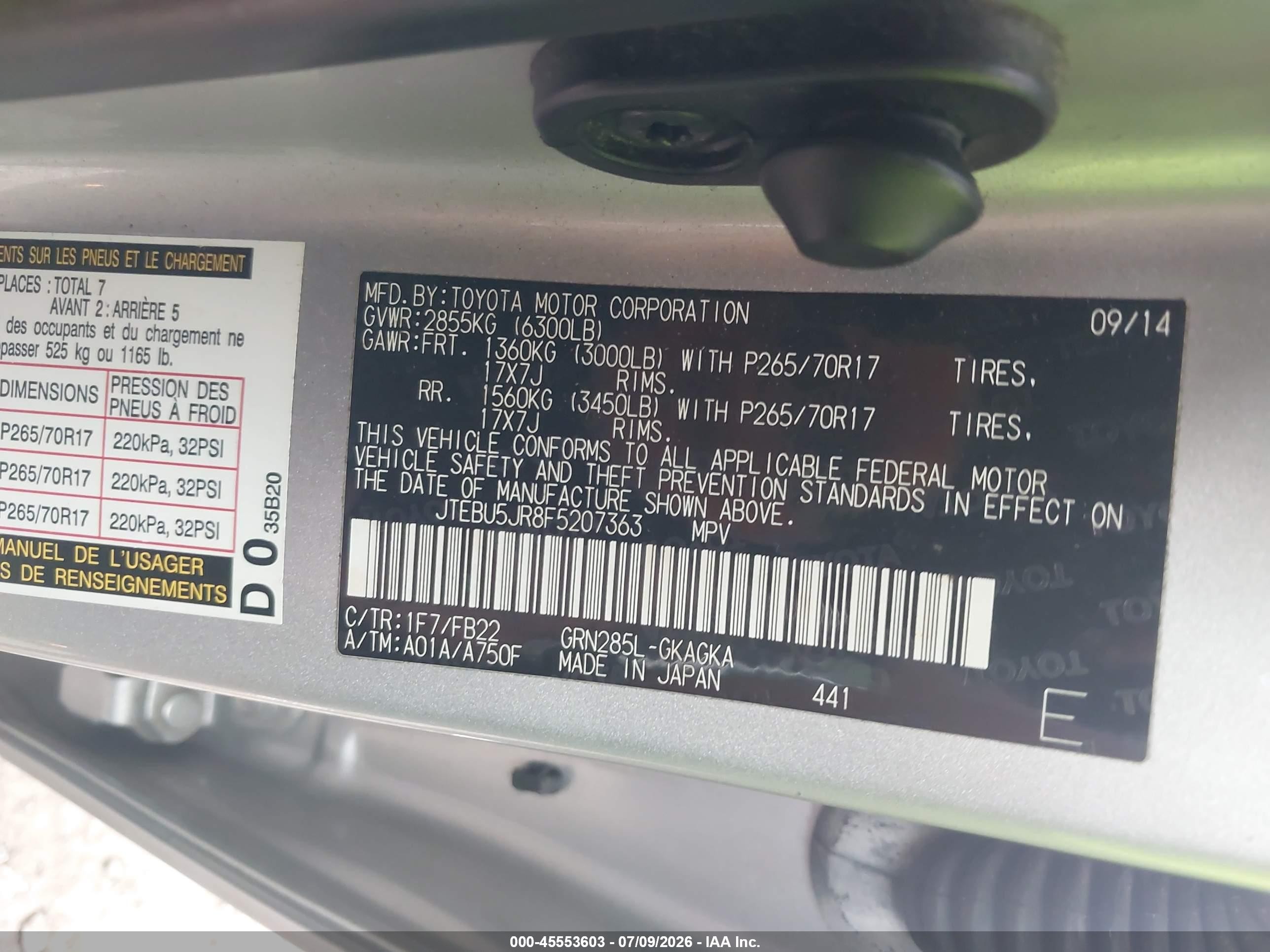 2015 Toyota 4runner Sr5 Silver vin: JTEBU5JR8F5207363