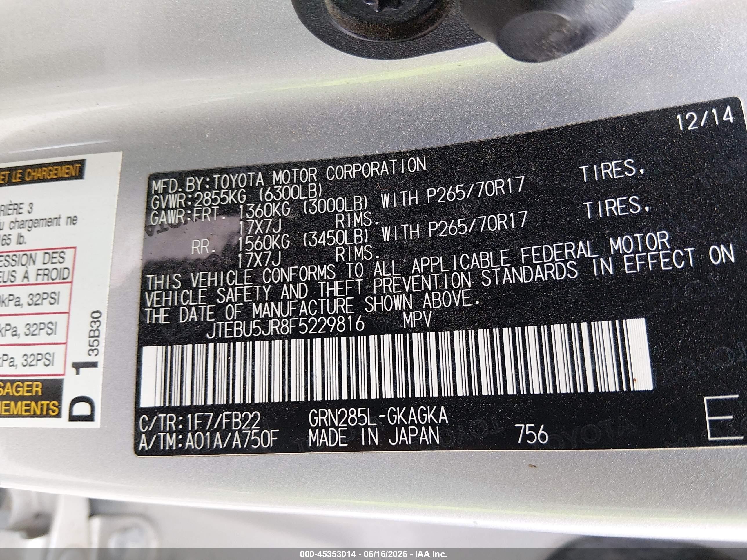 2015 Toyota 4runner Sr5 Silver vin: JTEBU5JR8F5229816