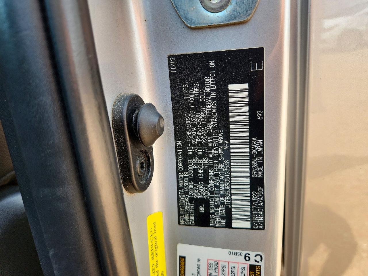 2013 Toyota 4runner Limited Silver vin: JTEBU5JR9D5123548