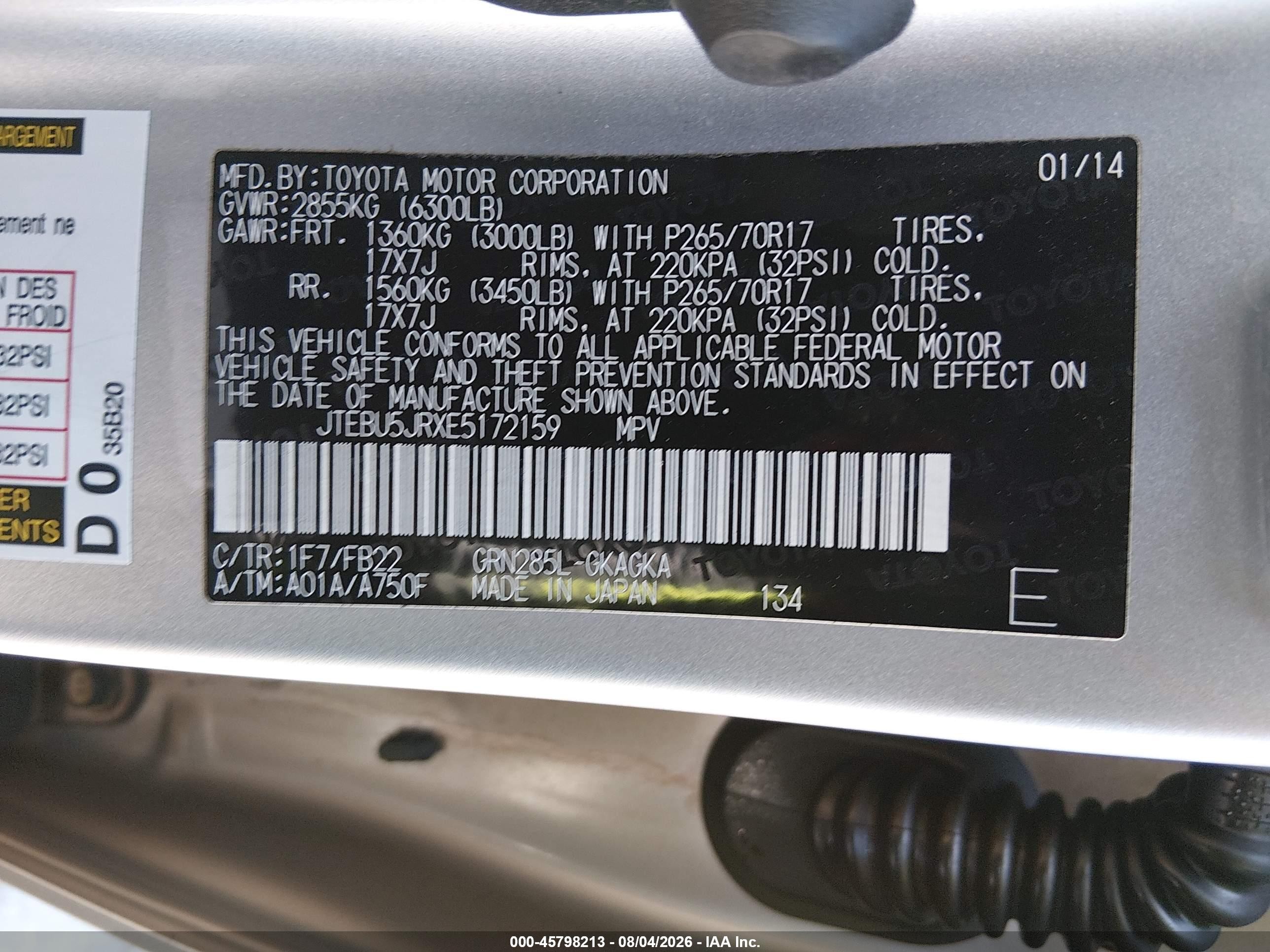 2014 Toyota 4runner Sr5 Silver vin: JTEBU5JRXE5172159