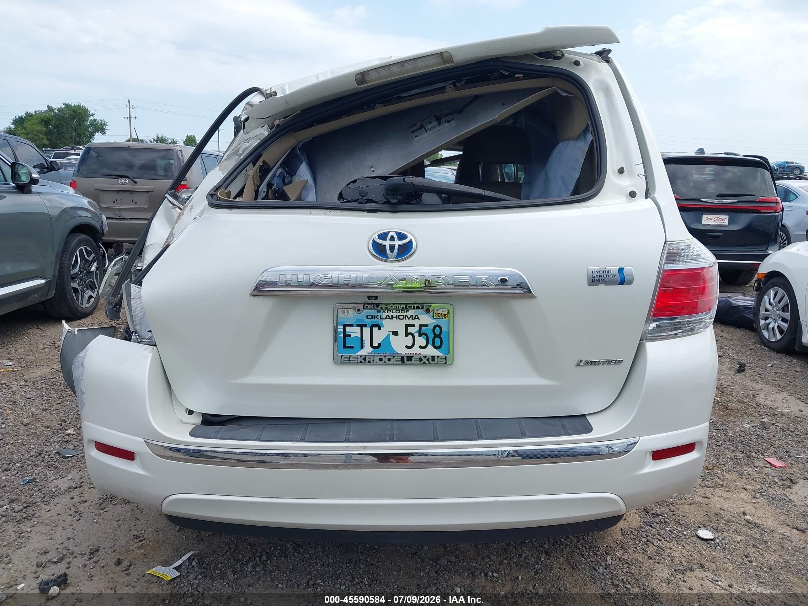 2013 Toyota Highlander Hybrid Limited V6 White vin: JTEDC3EH1D2013306