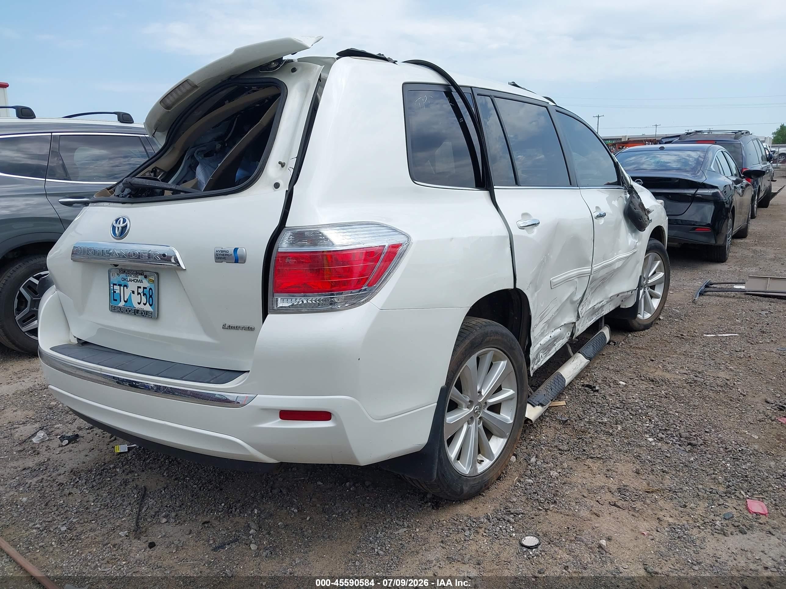 2013 Toyota Highlander Hybrid Limited V6 White vin: JTEDC3EH1D2013306