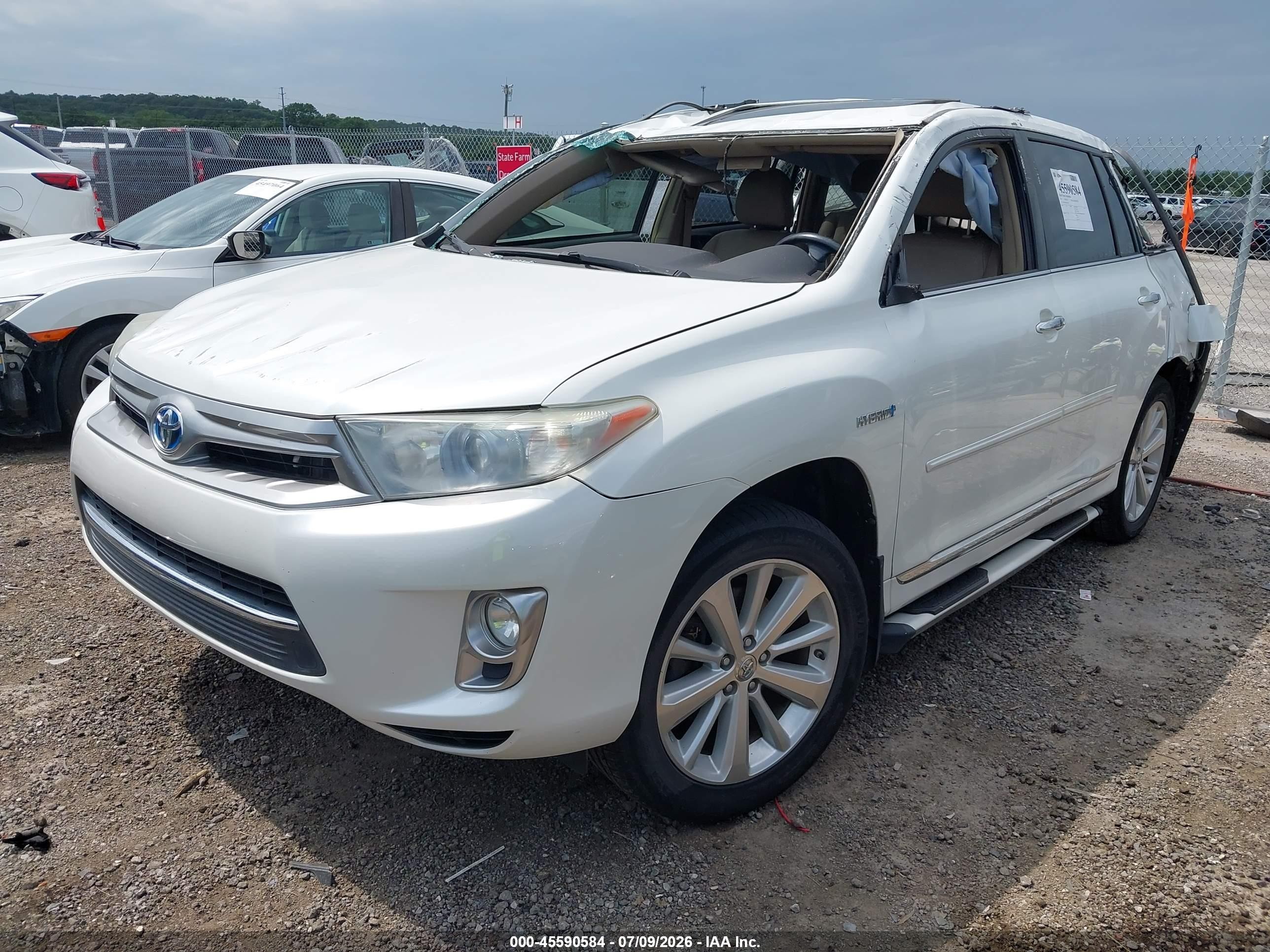 2013 Toyota Highlander Hybrid Limited V6 White vin: JTEDC3EH1D2013306