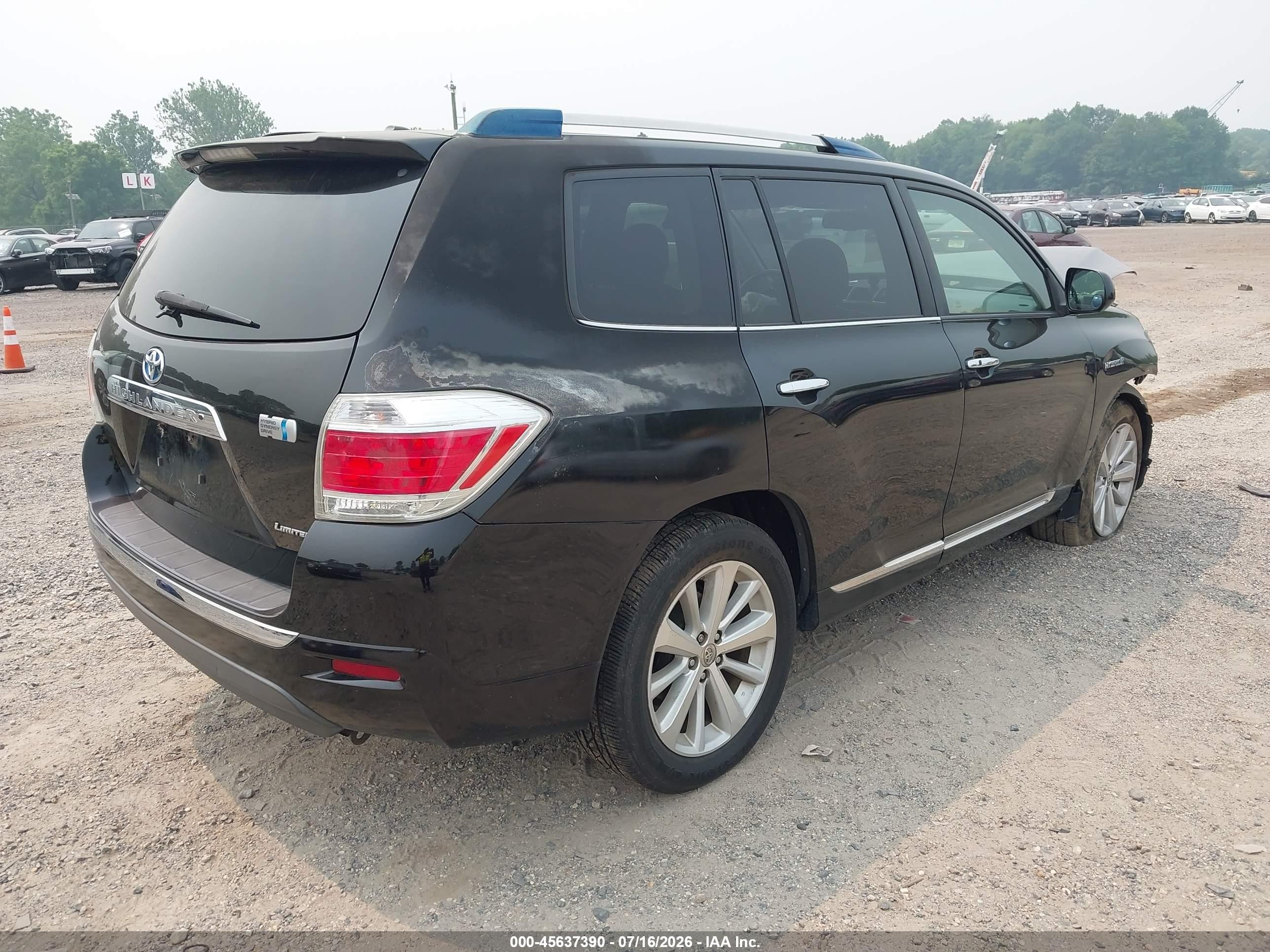 2012 Toyota Highlander Hybrid Limited V6 Black vin: JTEDC3EH4C2007627