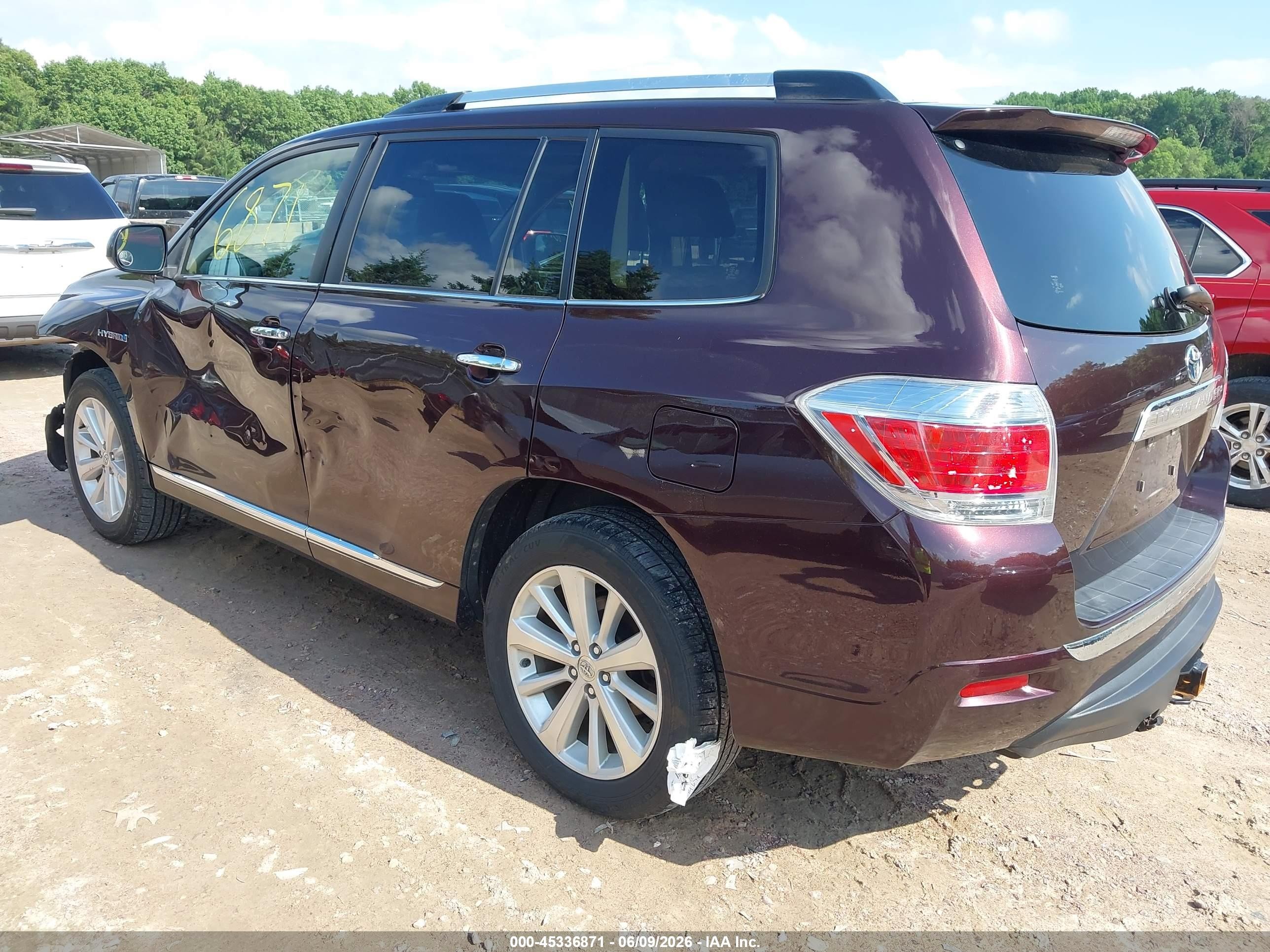 2012 Toyota Highlander Hybrid Limited V6 Maroon vin: JTEDC3EH4C2009264