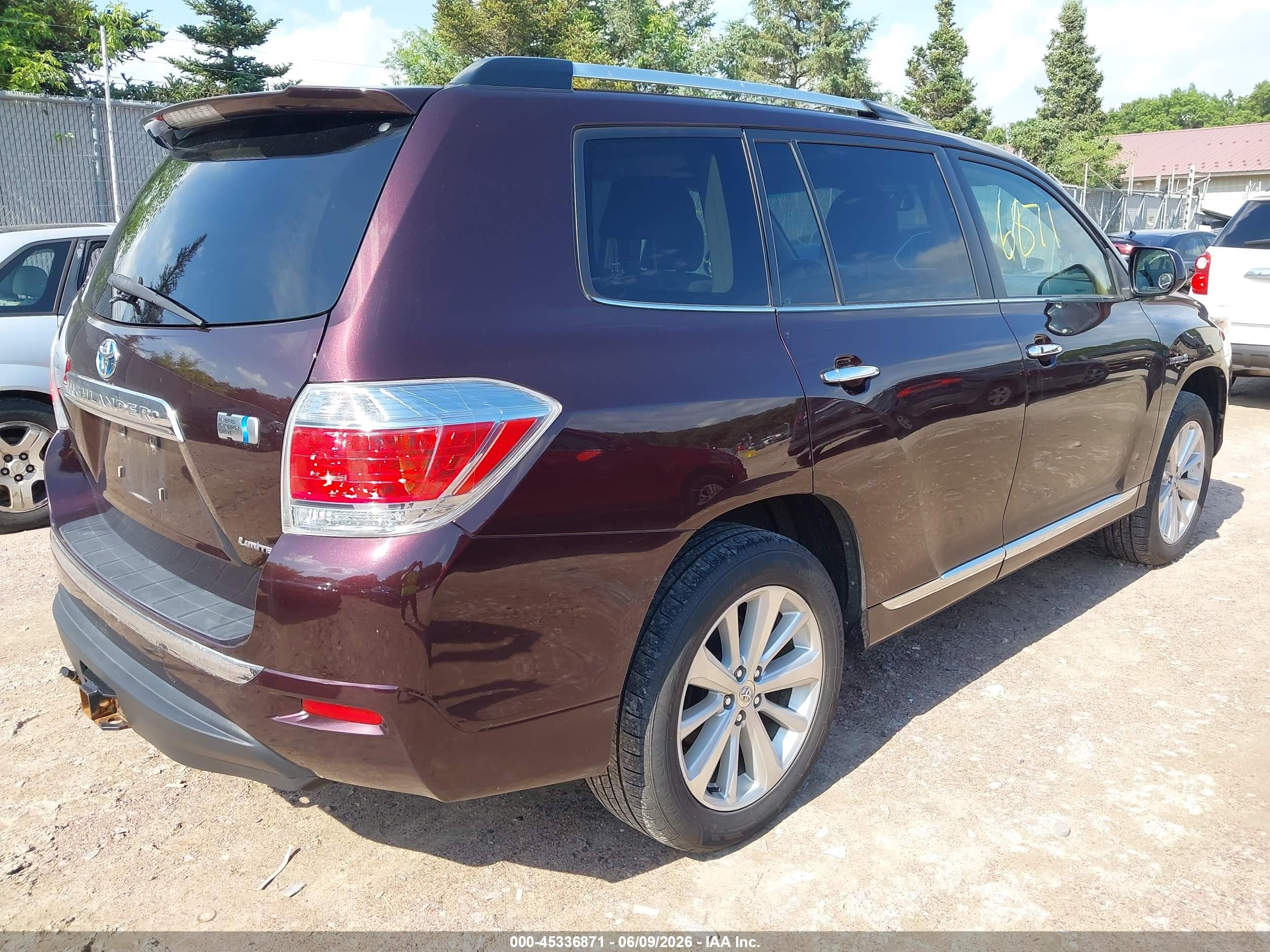 2012 Toyota Highlander Hybrid Limited V6 Maroon vin: JTEDC3EH4C2009264