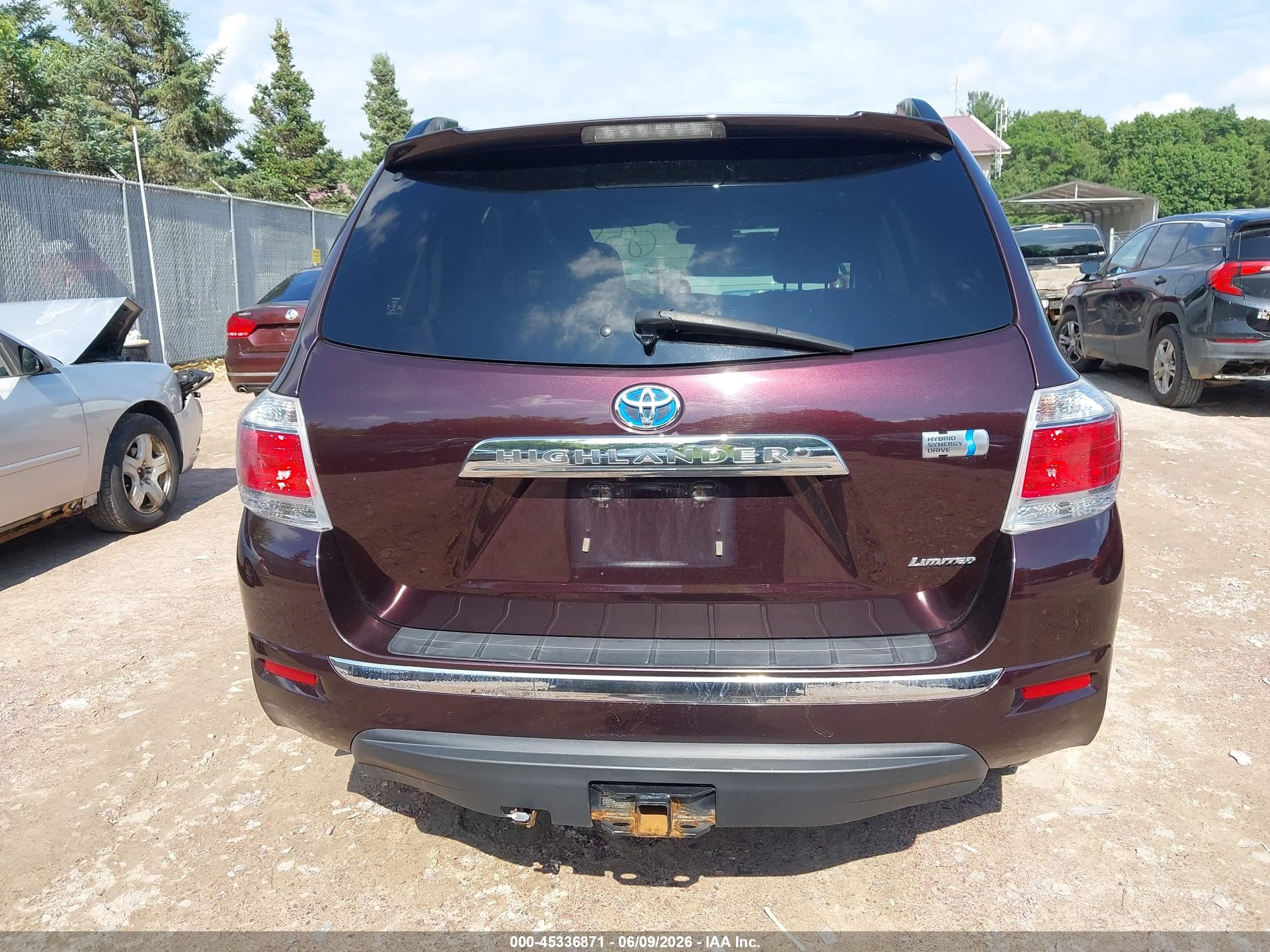 2012 Toyota Highlander Hybrid Limited V6 Maroon vin: JTEDC3EH4C2009264