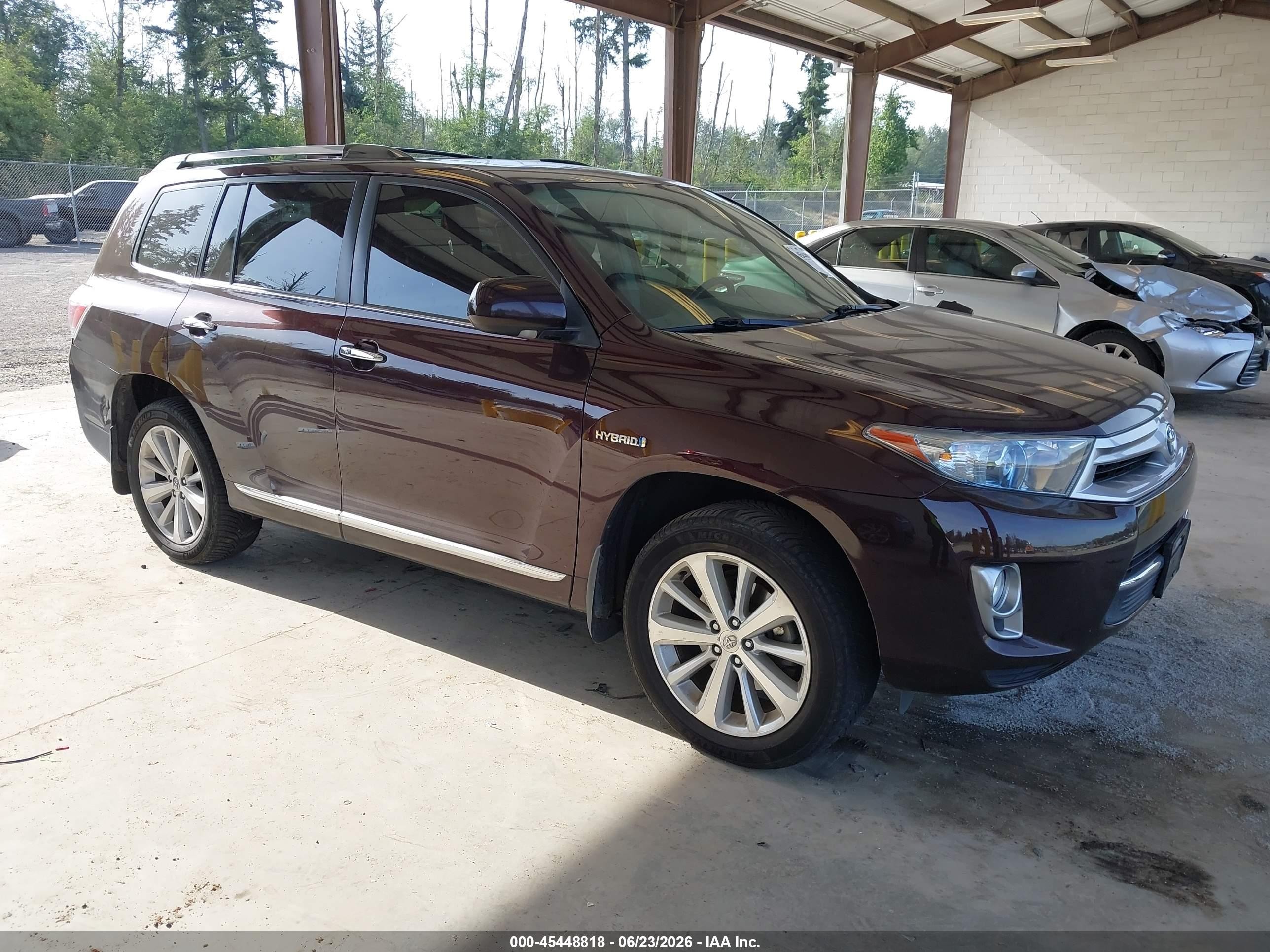 2013 Toyota Highlander Hybrid Limited V6 Burgundy vin: JTEDC3EH6D2015777
